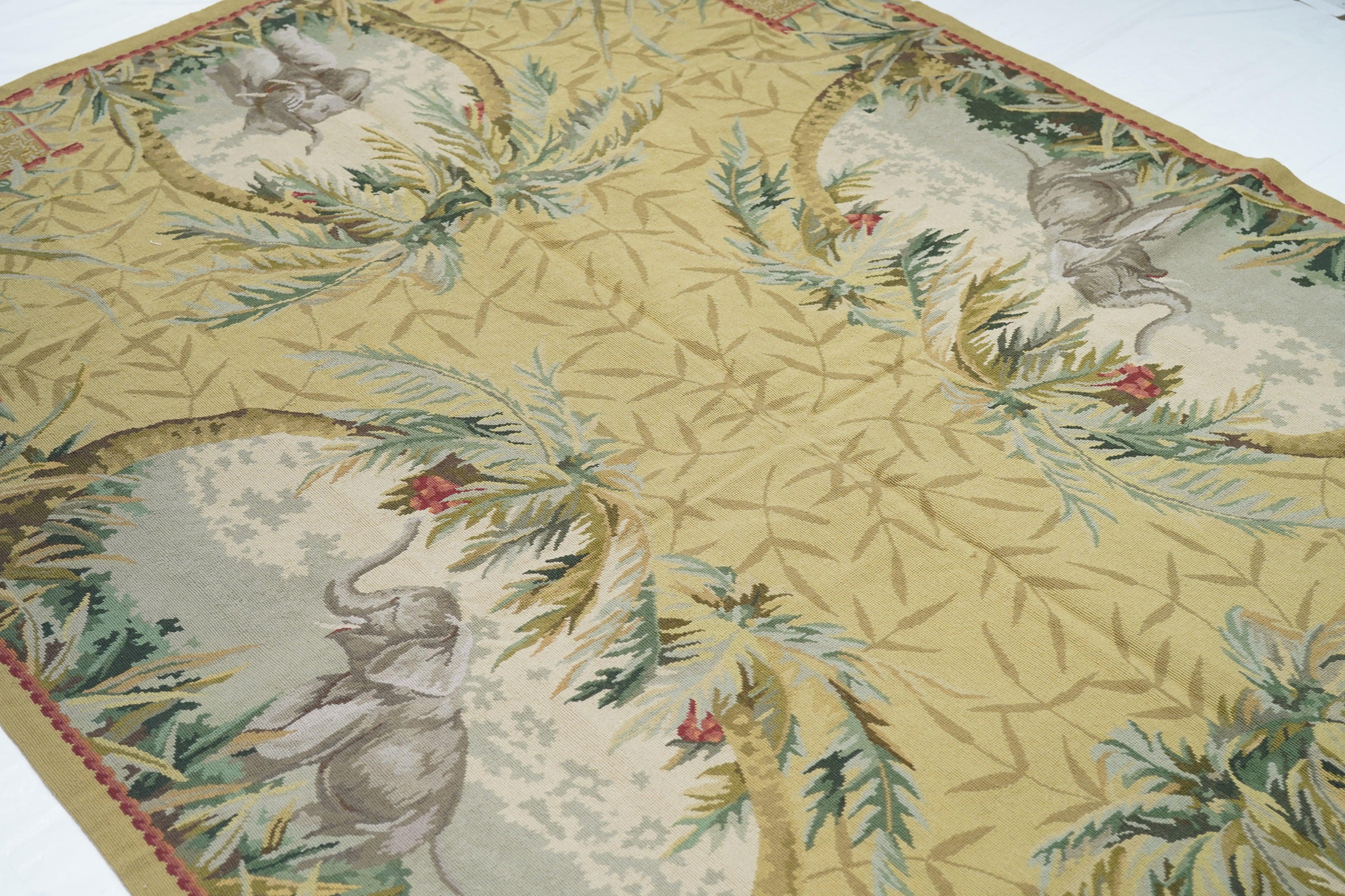 Wool French Aubusson Design Rug 5'10'' x 9'0