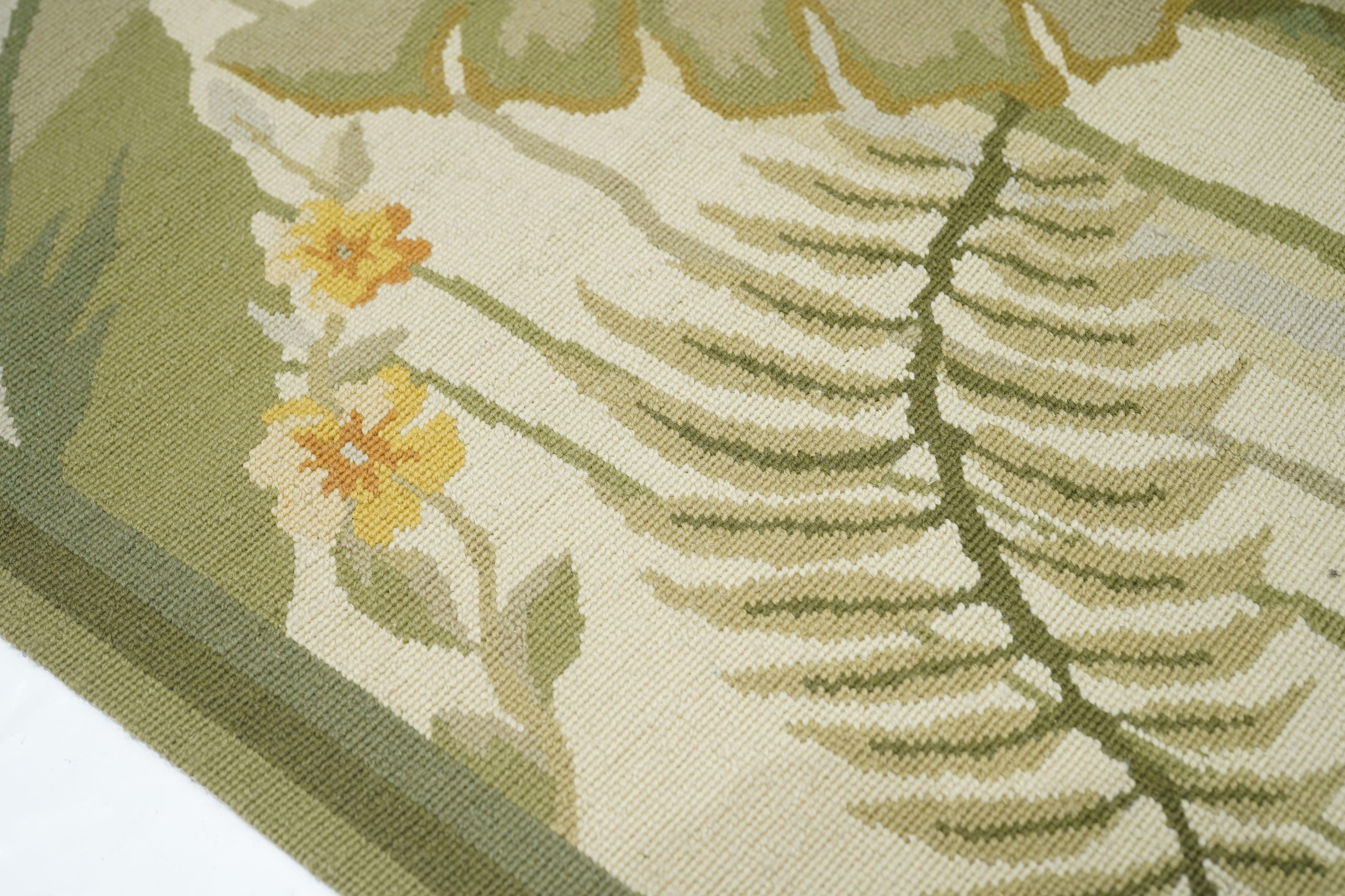 Wool French Aubusson Design Rug 5'11'' x 8'11'' For Sale