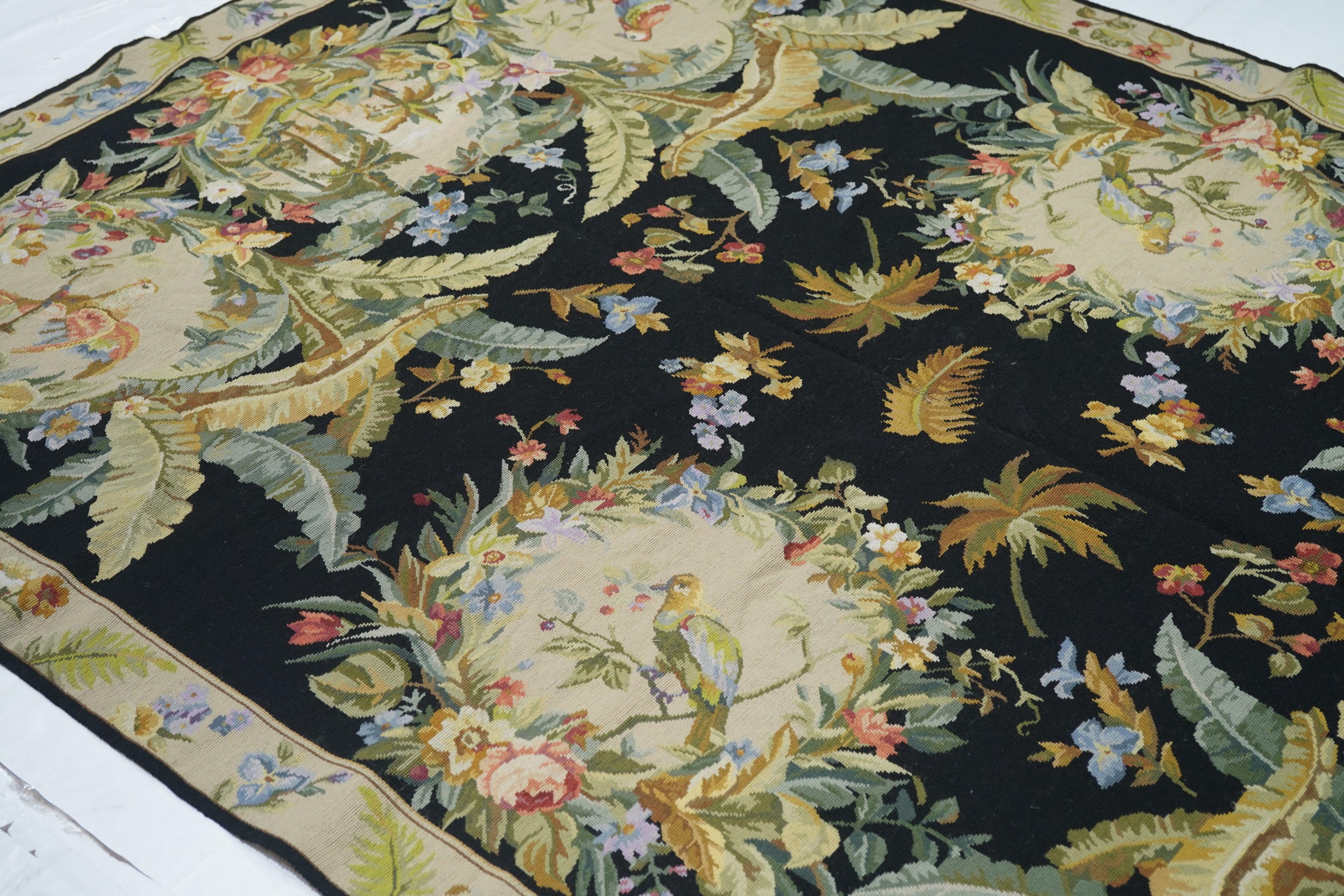Wool French Aubusson Design Rug 5'11'' x 9'0