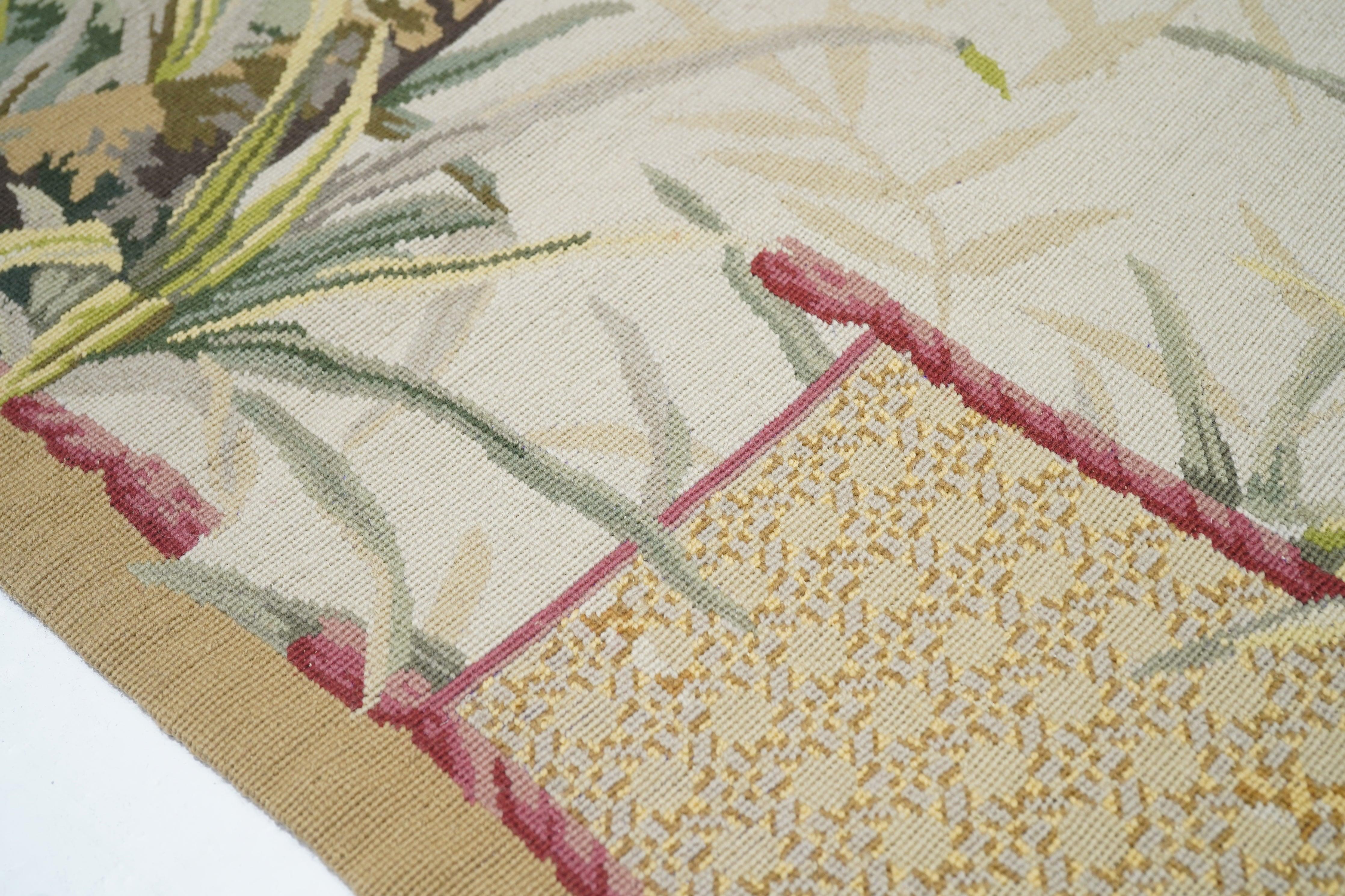 Contemporary French Aubusson Design Rug 7'10'' x 9'11'' For Sale