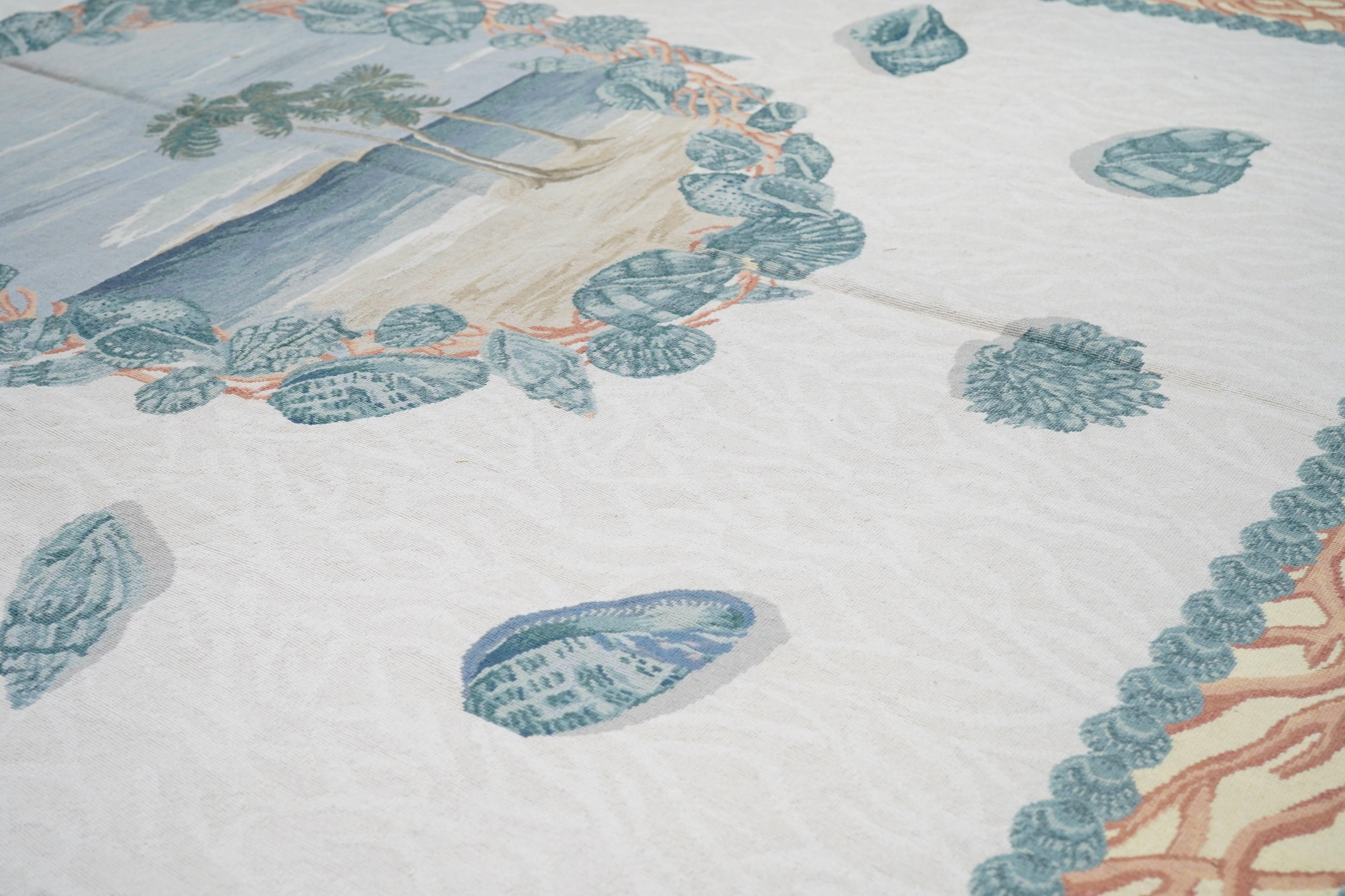 Französischer Teppich im Aubusson-Design 7'10'' x 9'11'' (Wolle) im Angebot
