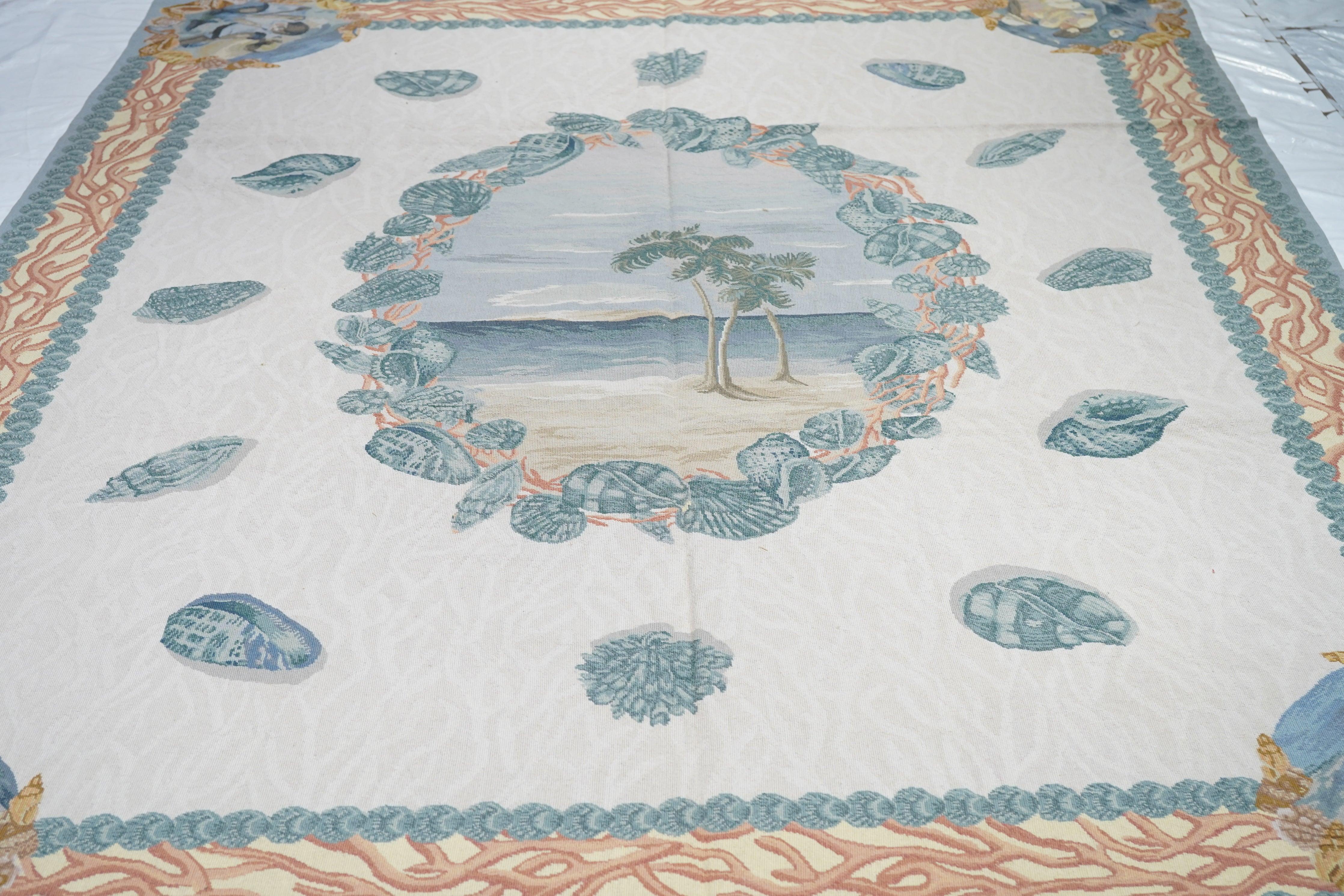 Französischer Teppich im Aubusson-Design 7'10'' x 9'11'' im Angebot 2