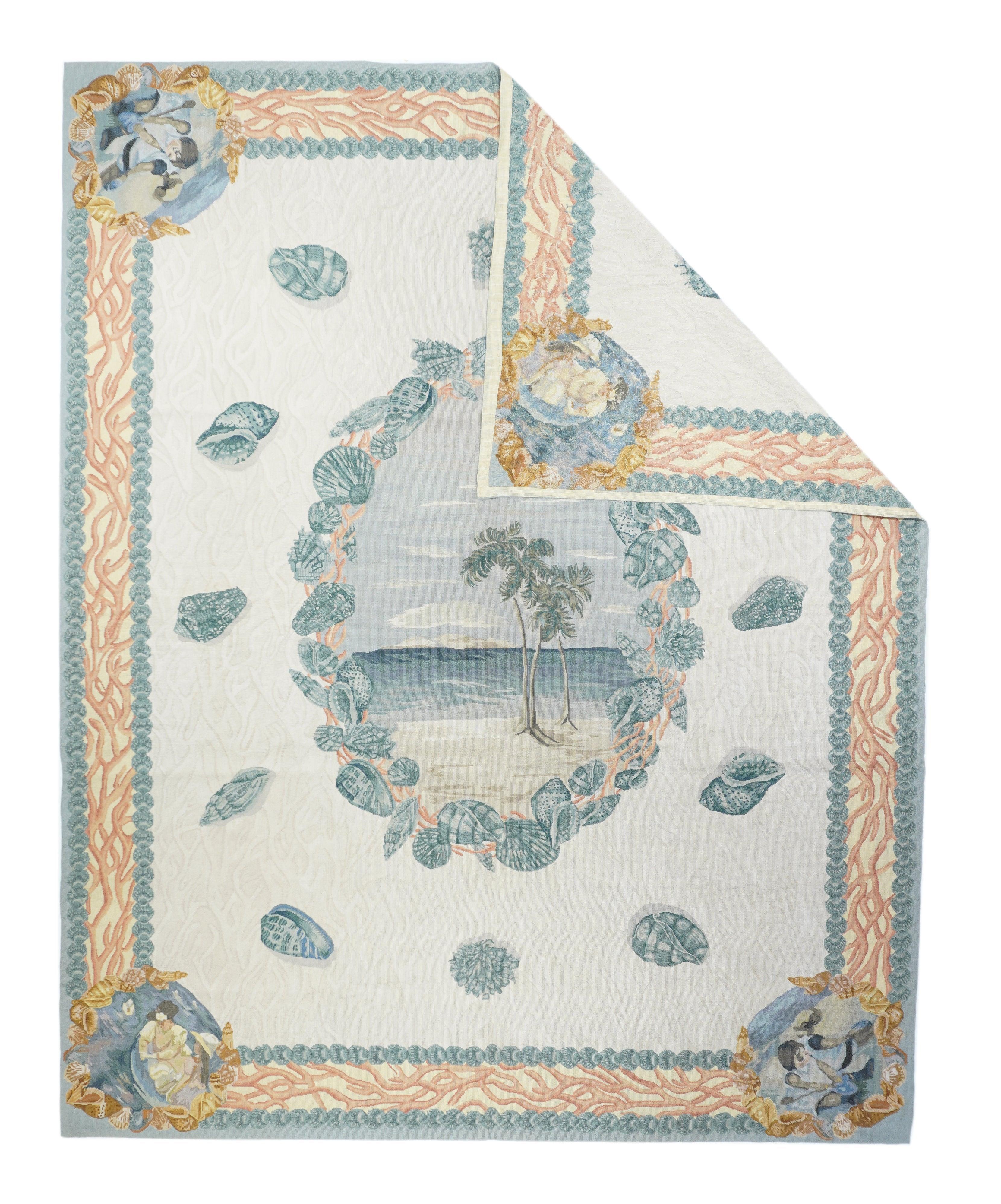 Contemporary French Aubusson Design Rug 8' x 10' For Sale