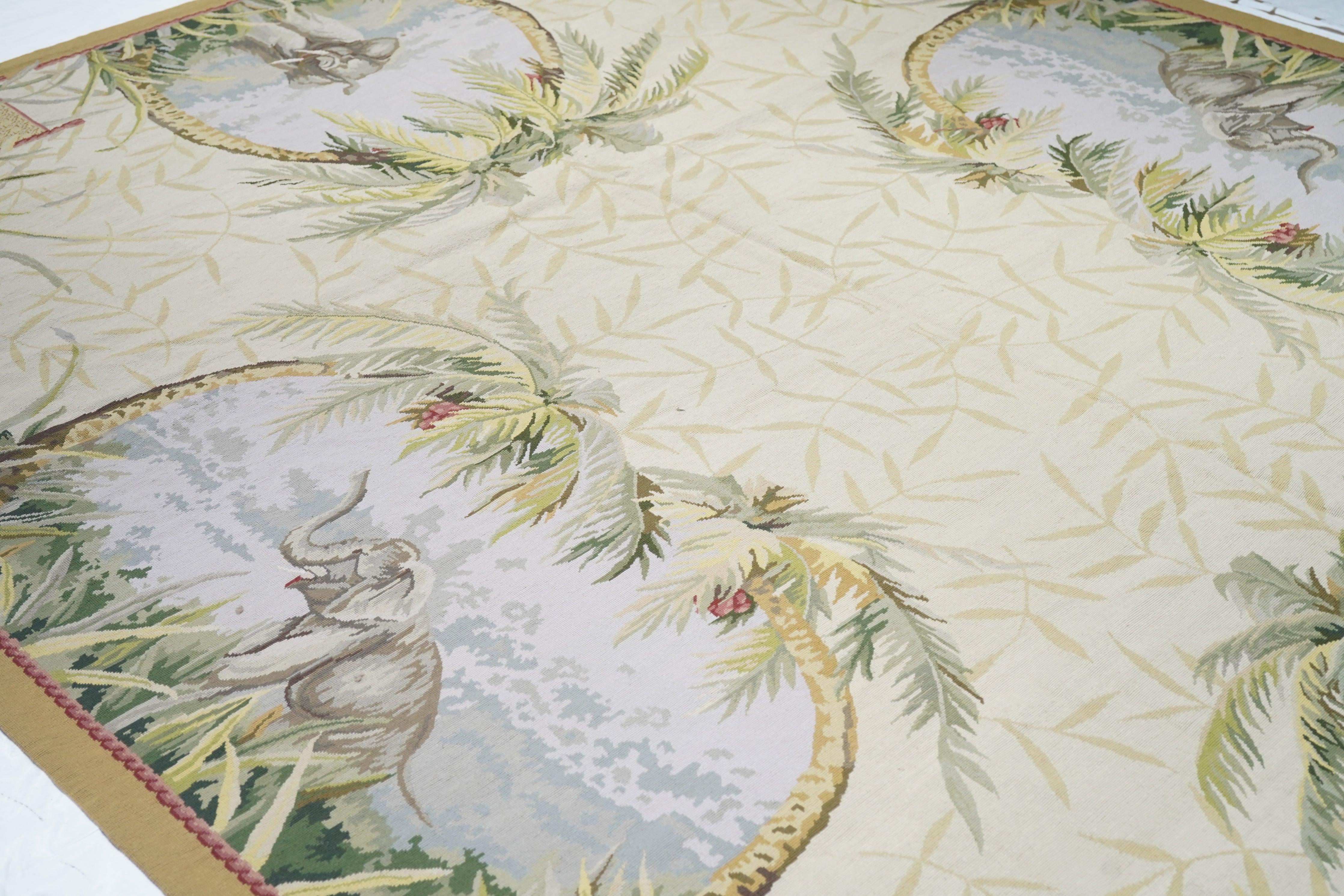Französischer Teppich im Aubusson-Design 8'10'' x 11'10'' im Angebot 1