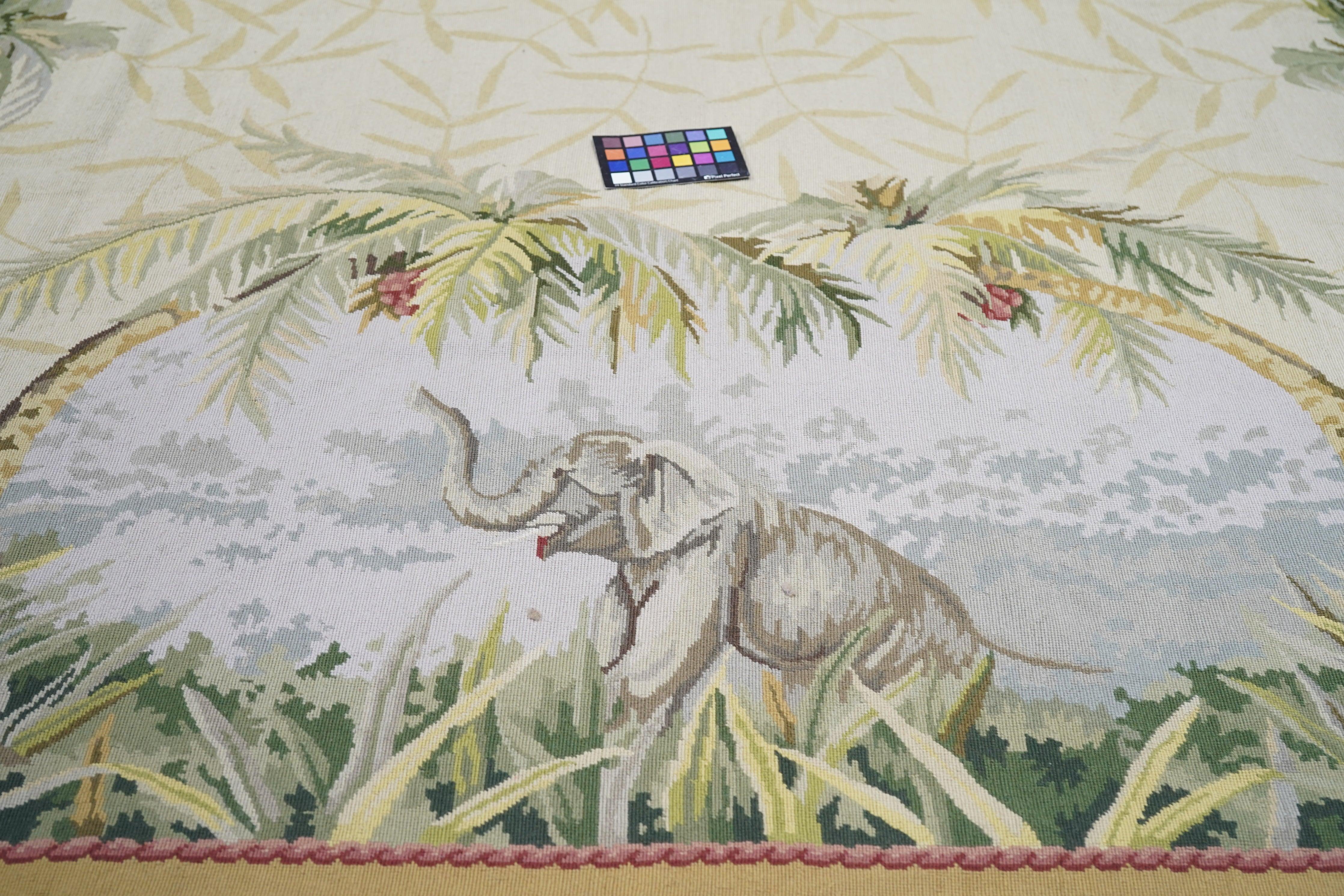 Französischer Teppich im Aubusson-Design 8'10'' x 11'10'' im Angebot 2