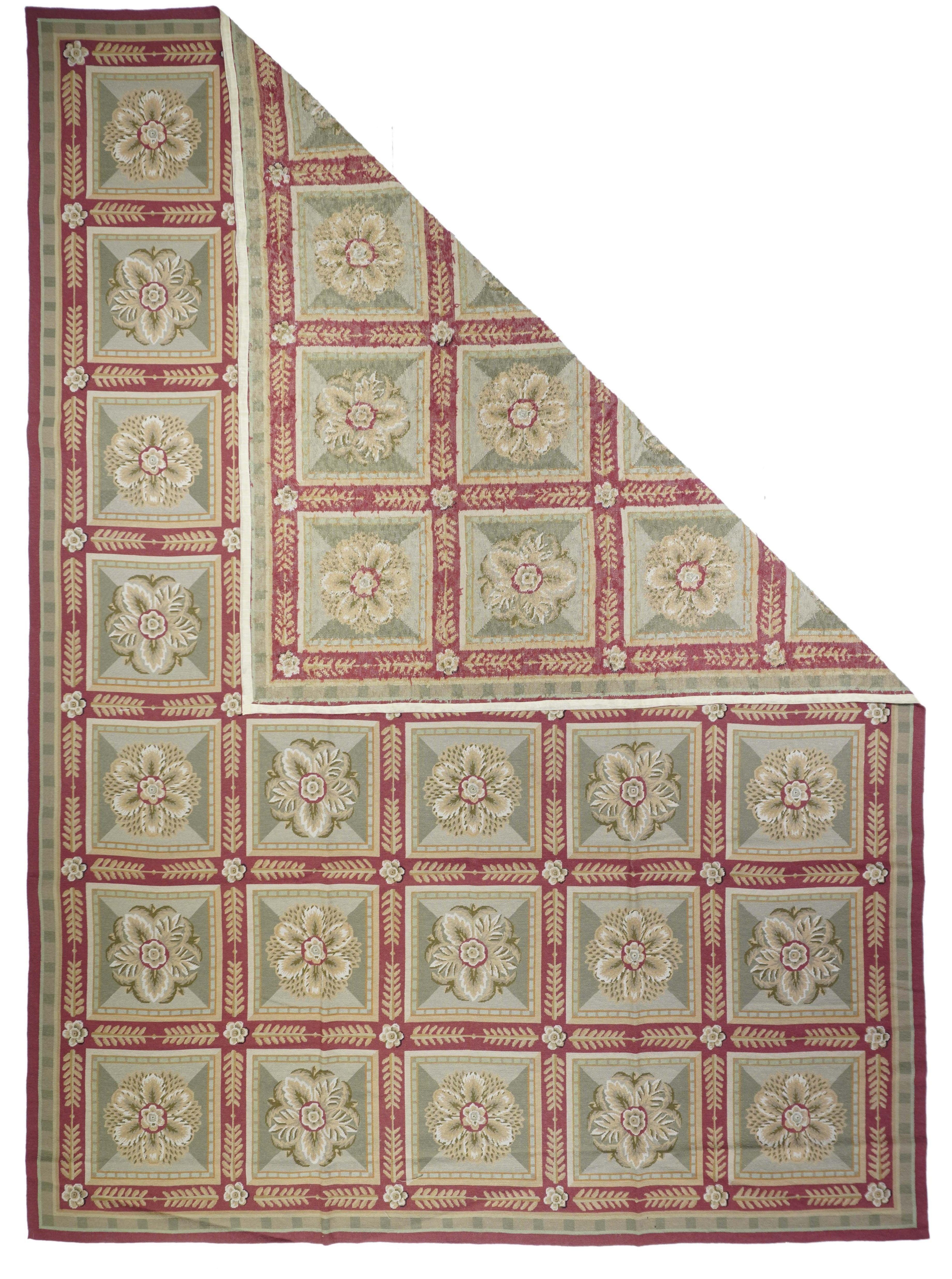Tappeto design francese Aubusson 9' x 12'.