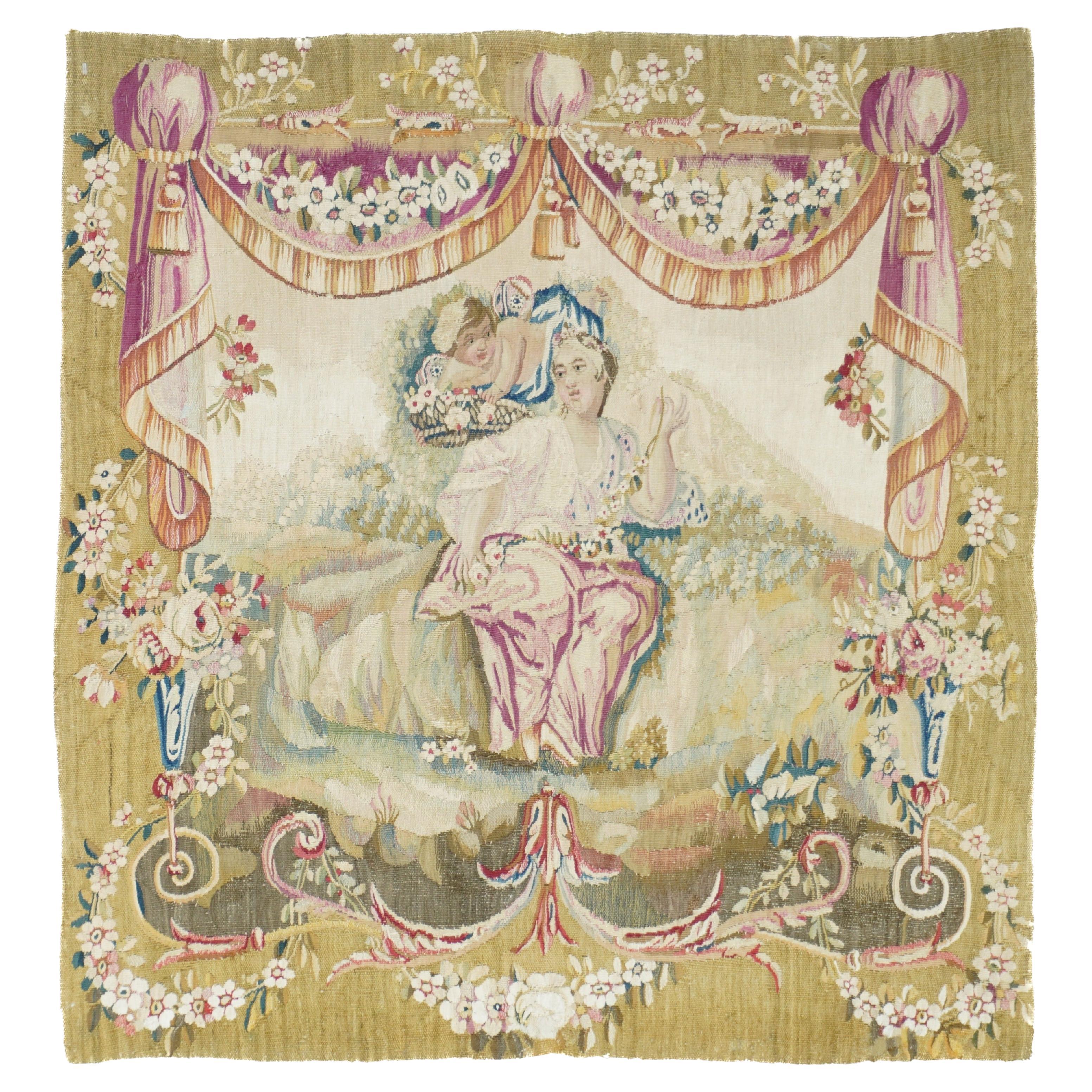 French Aubusson Design Tapestry Rug For Sale