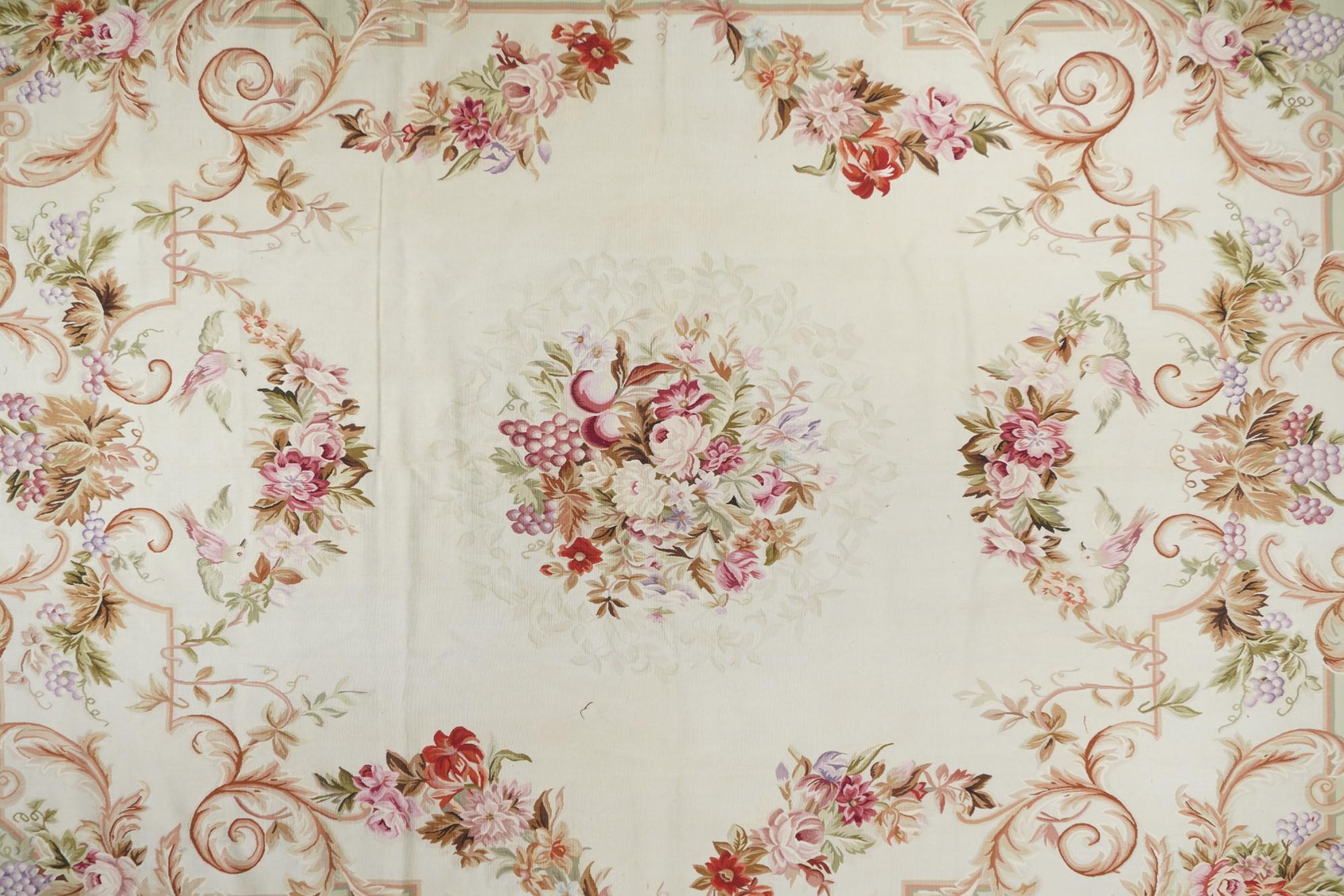 Mid-20th Century Vintage Aubusson Design Tapestry 8'10'' x 12'2'' For Sale