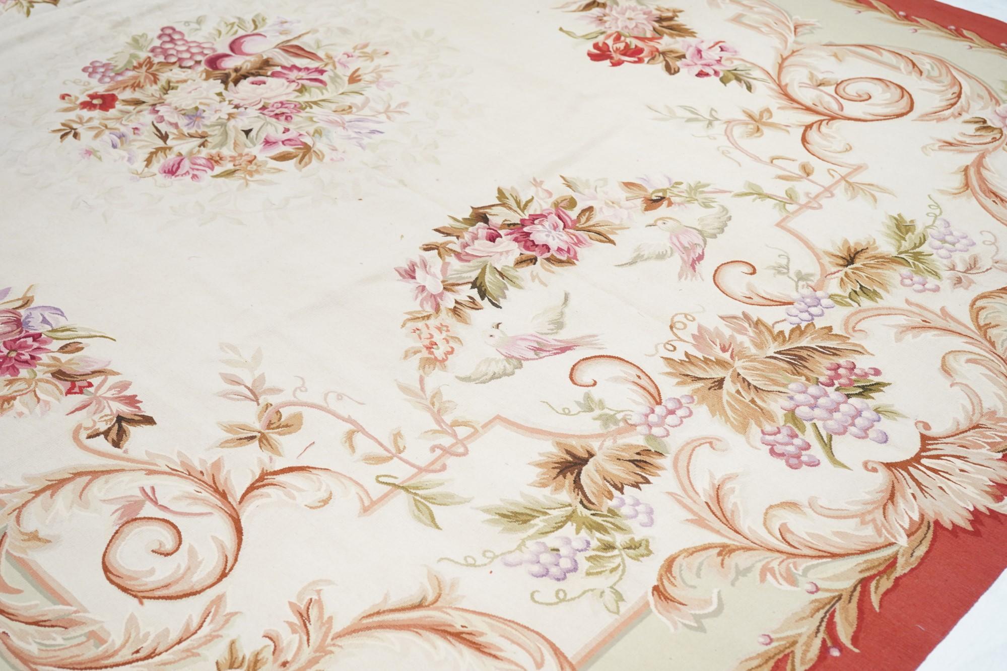Wool Vintage Aubusson Design Tapestry 8'10'' x 12'2'' For Sale