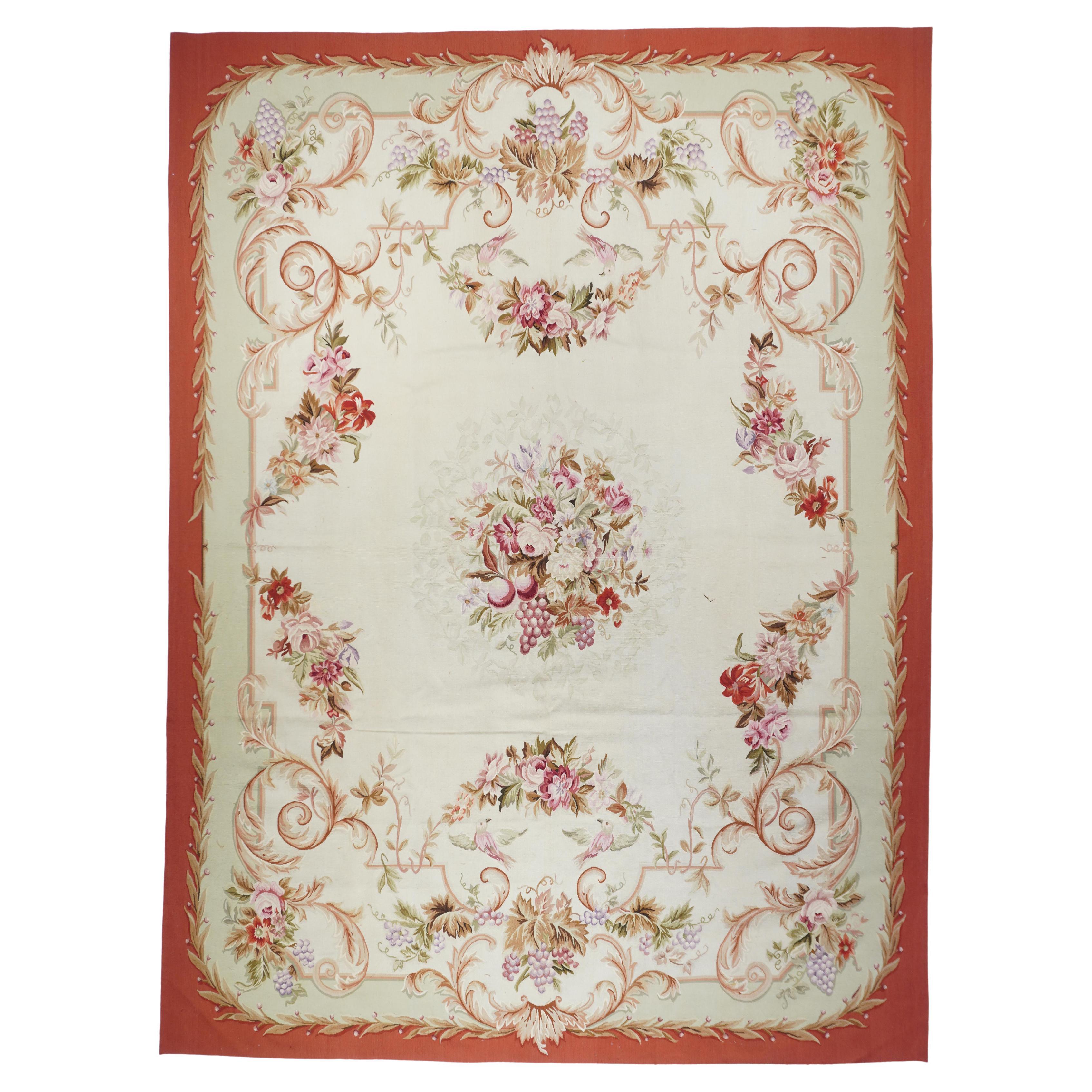 Vintage-Wandteppich im Aubusson-Design 8'10'' x 12'2'' im Angebot