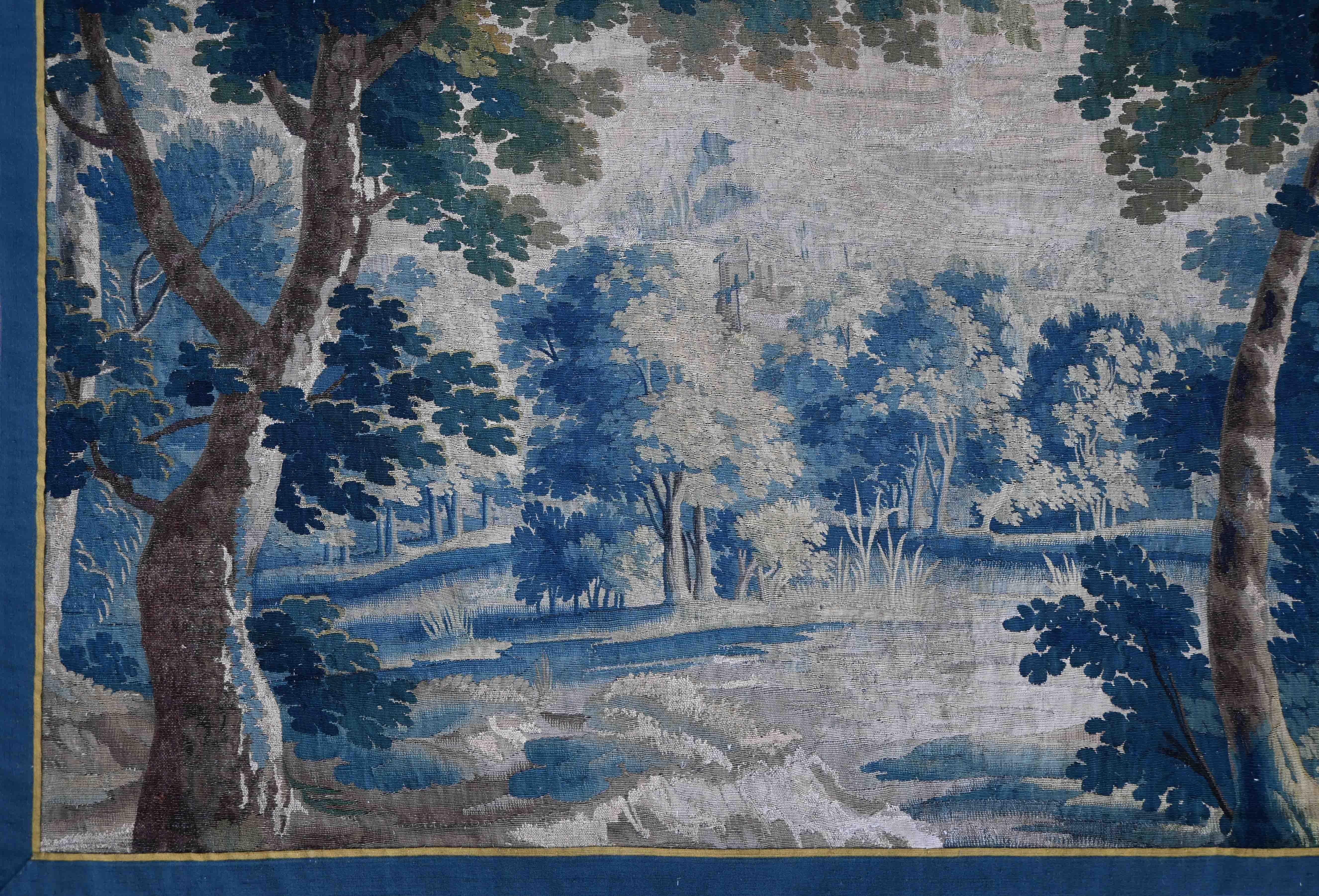 French Aubusson greenery Tapestry 17th century - L2m13xH1m78 - No. 1373 In Excellent Condition In Paris, FR