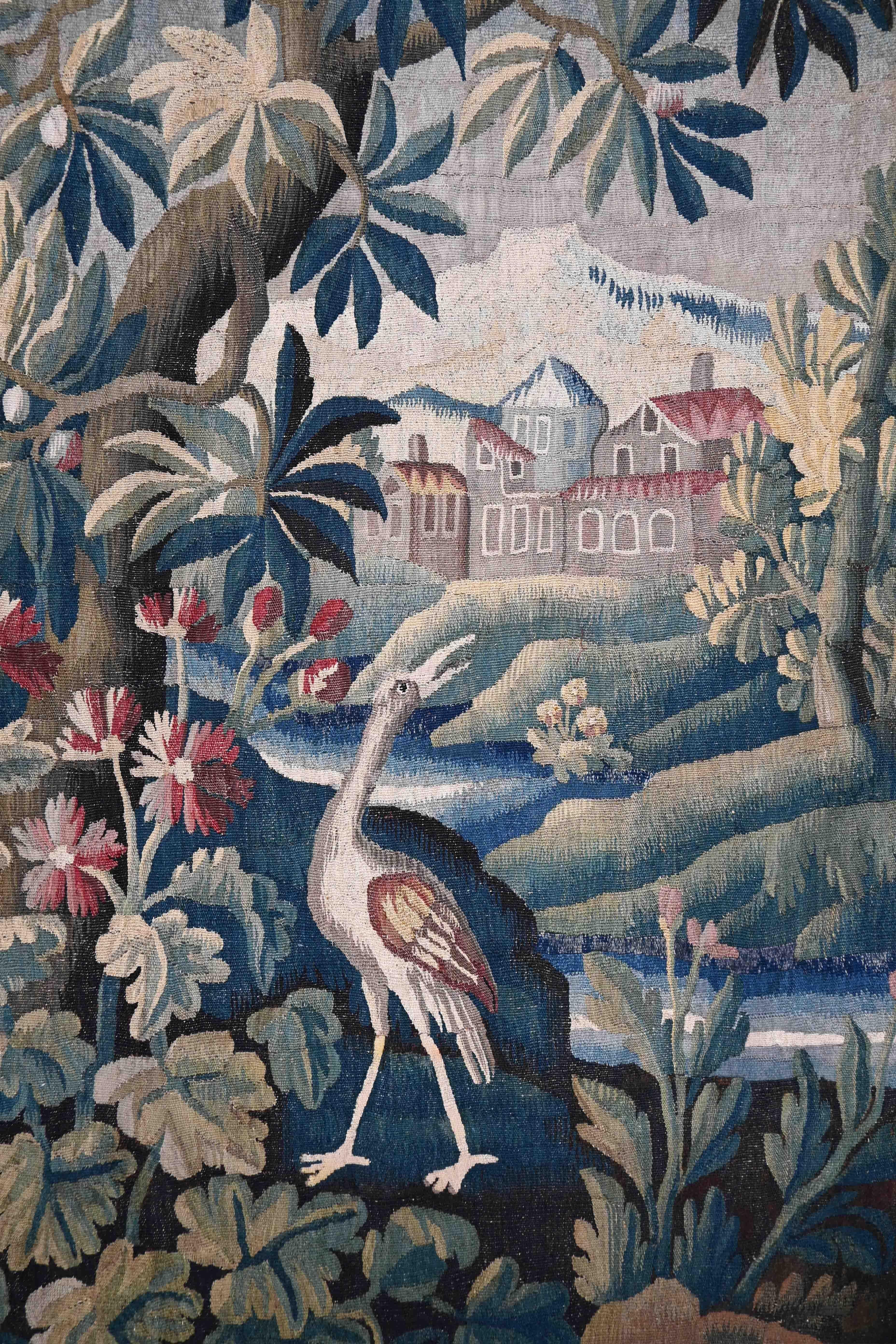French Greeney Tapestry by Aubusson Manufactury from 18th century 
Period: 18th century
Style: Grenery
Condition: Perfect condition
Material: Wool & silk
Width: 172 cm
Height: 284 cm
Depth: 1 cm

In keeping with tradition, this magnificent tapestry