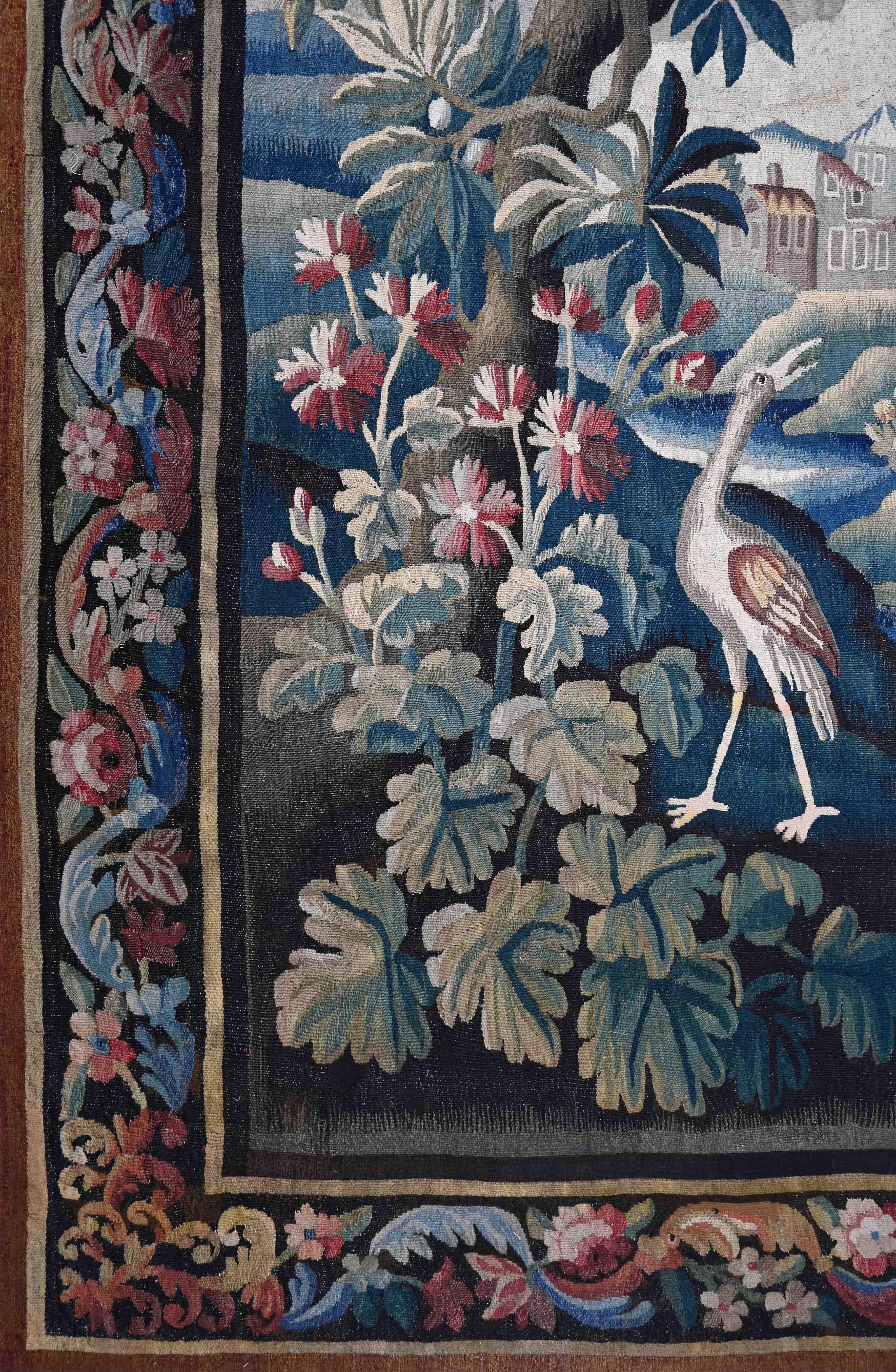 French Provincial French Aubusson Greenery Tapestry From 18th Century - L172xH284 cm - No. 1508 For Sale