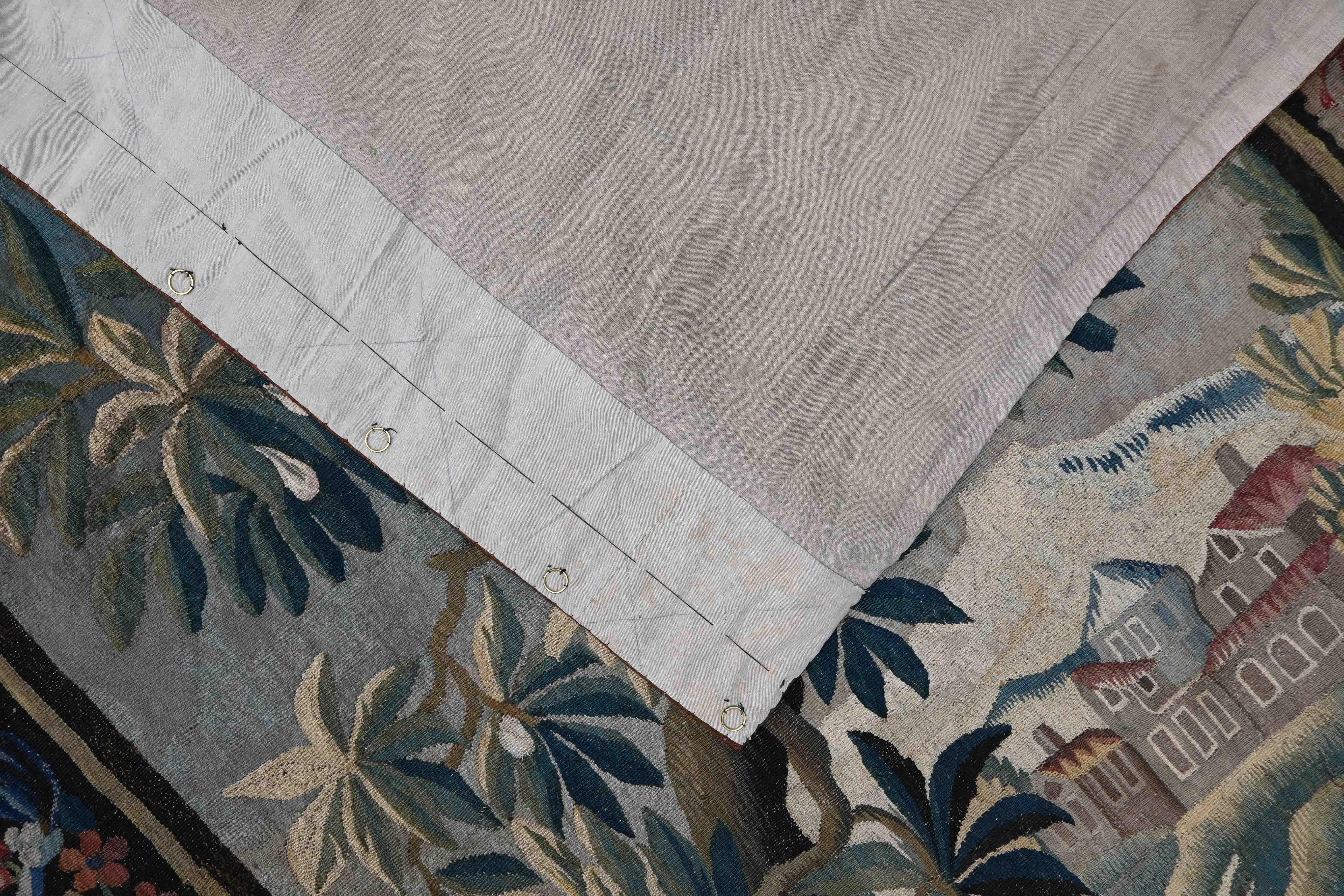 Wool French Aubusson Greenery Tapestry From 18th Century - L172xH284 cm - No. 1508 For Sale