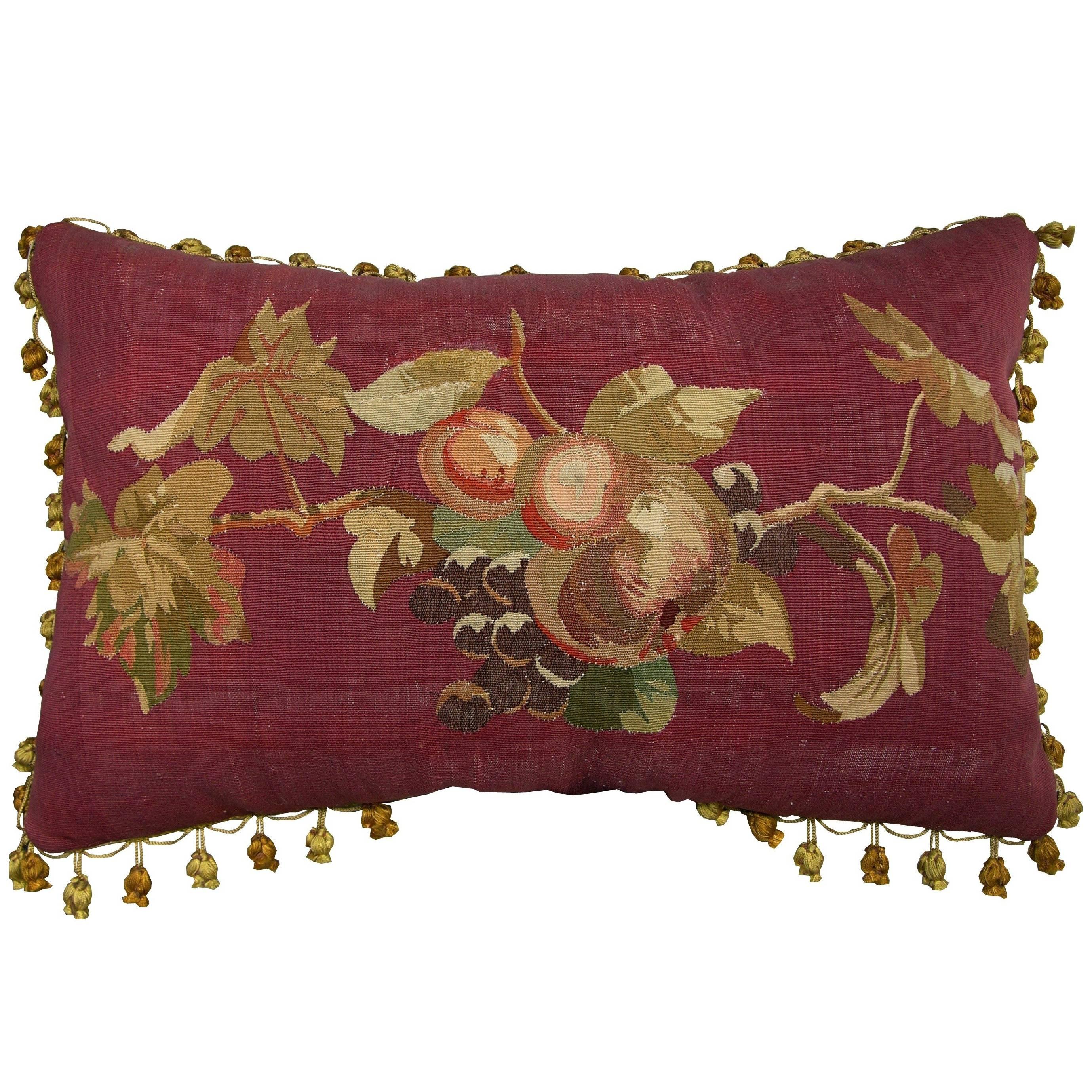 French Aubusson Pillow, circa 18th Century 1419p For Sale
