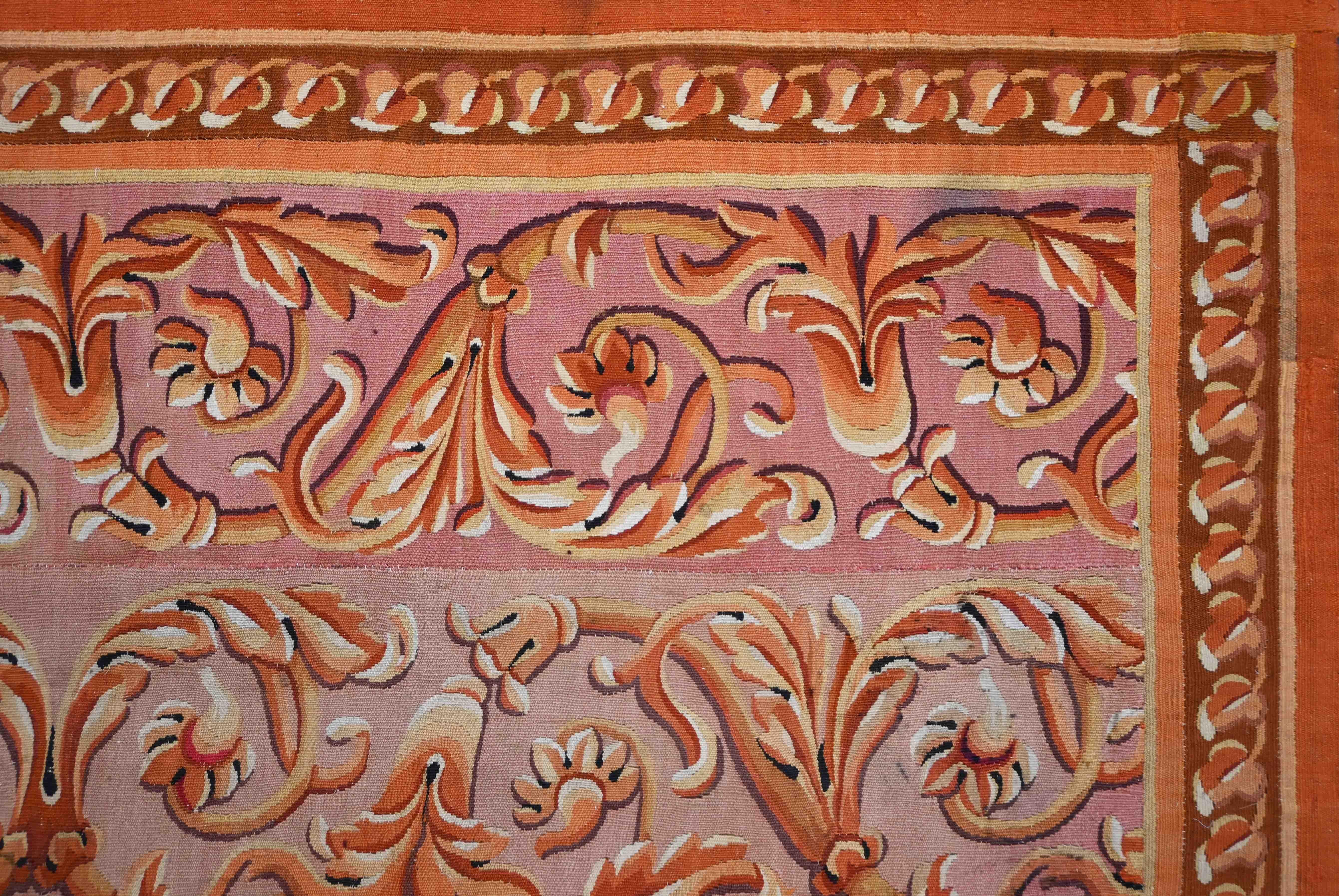 Tessuto a mano Tappeto Aubusson francese del XIX secolo - 138x182 - No. 1584 in vendita