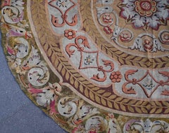 French Aubusson rug 19th century, Napoleon III style - 1m15 Diameter N° PTA05