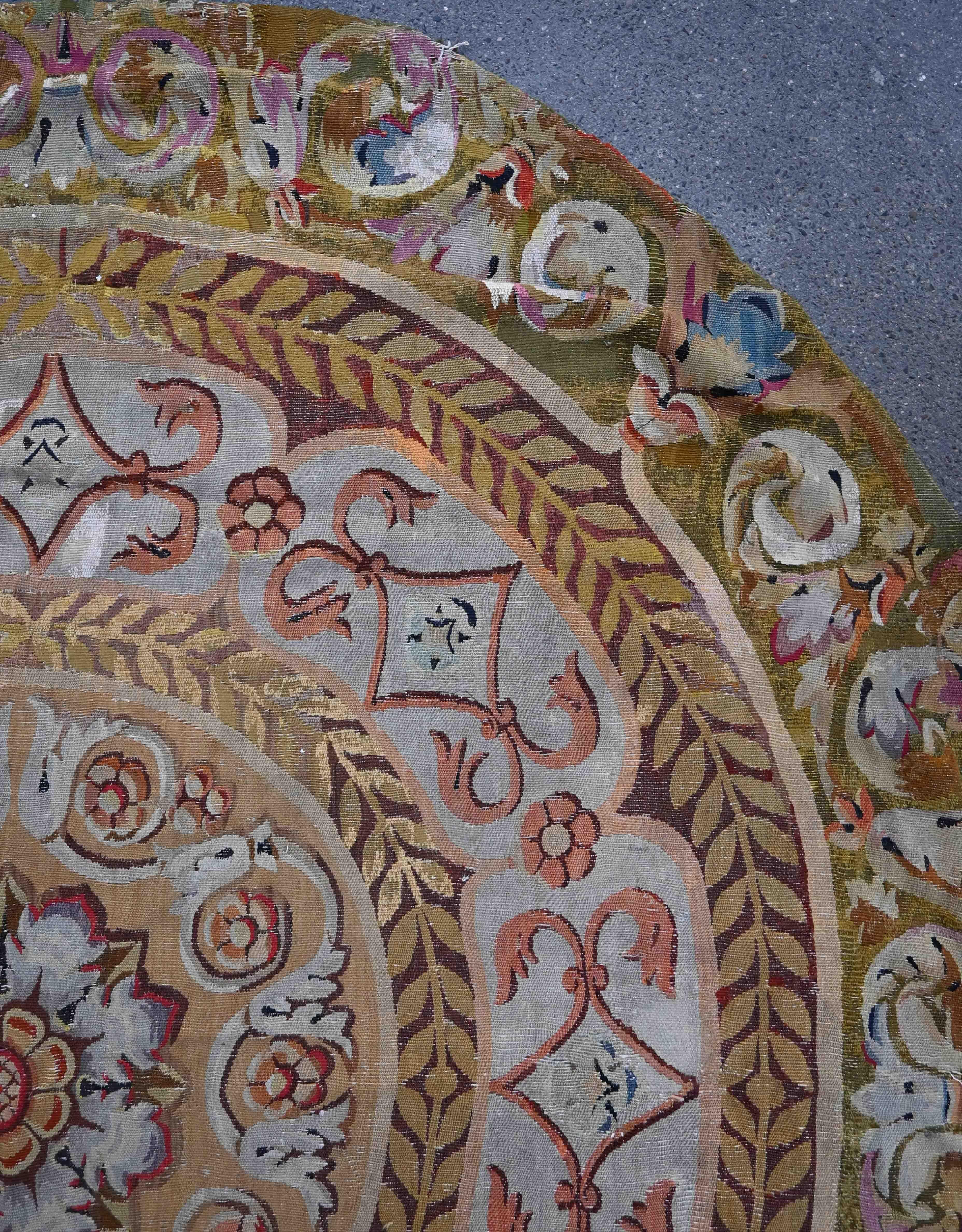 Francese Tappeto Aubusson francese del XIX secolo, stile Napoleone III - Diametro 1m15 N° PTA05 in vendita