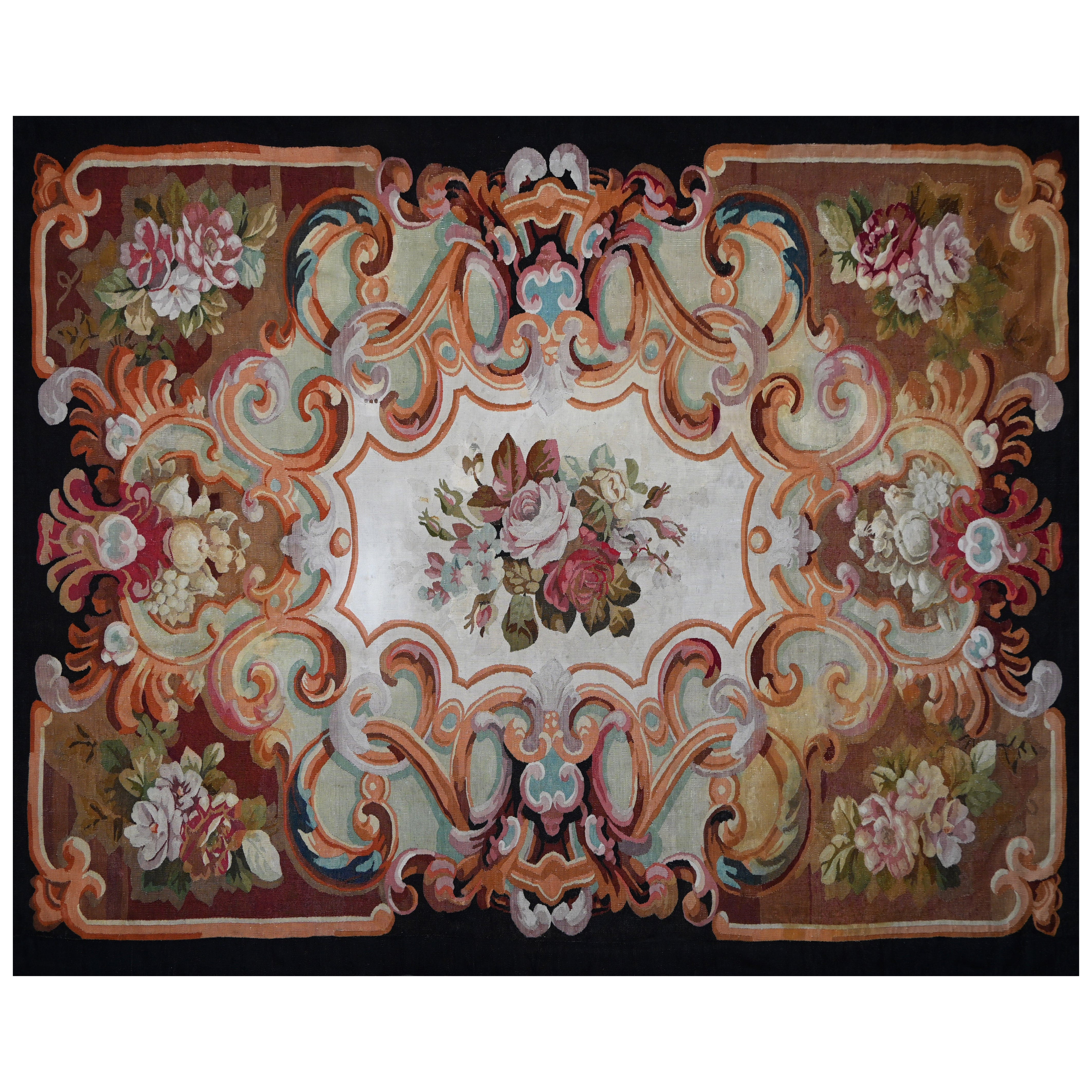 Tappeto Aubusson francese del XIX secolo, stile Napoleone III - 305x225 - No. 1612