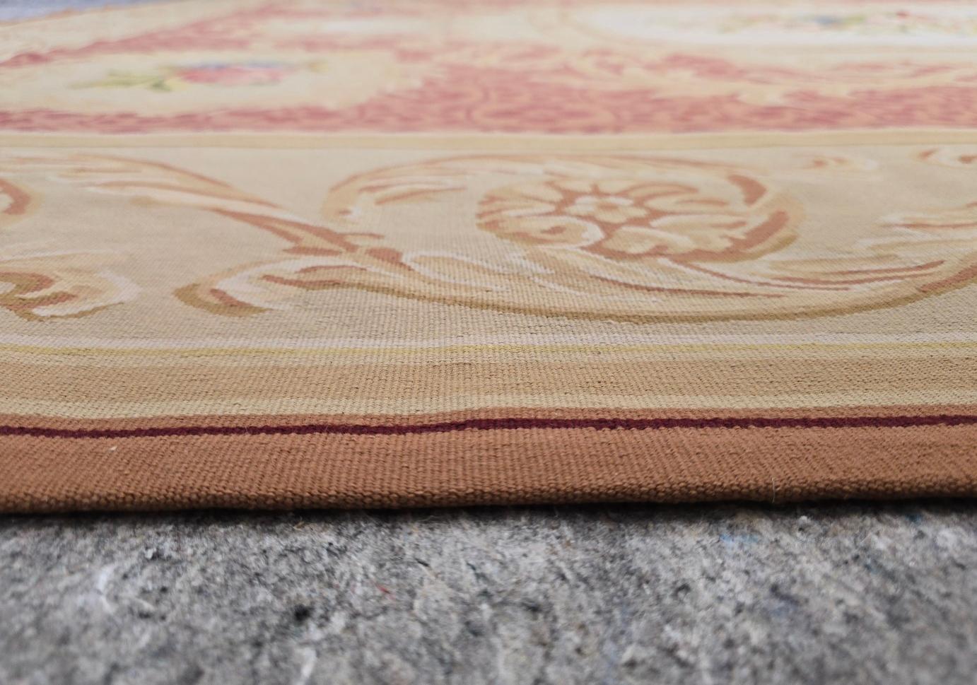 Wool French Aubusson rug 9x12 For Sale