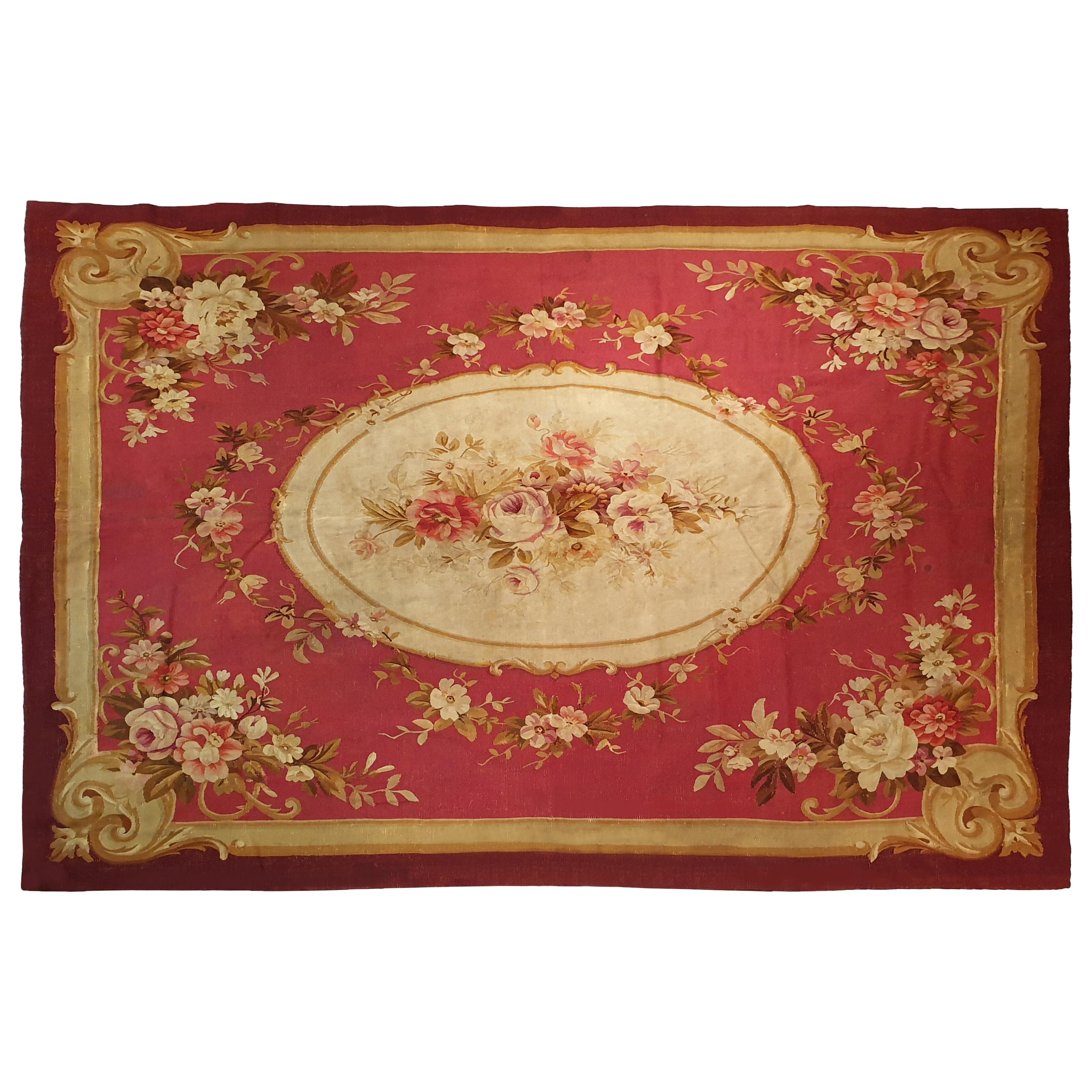 917 French Aubusson Rug, 19th Century For Sale at 1stDibs