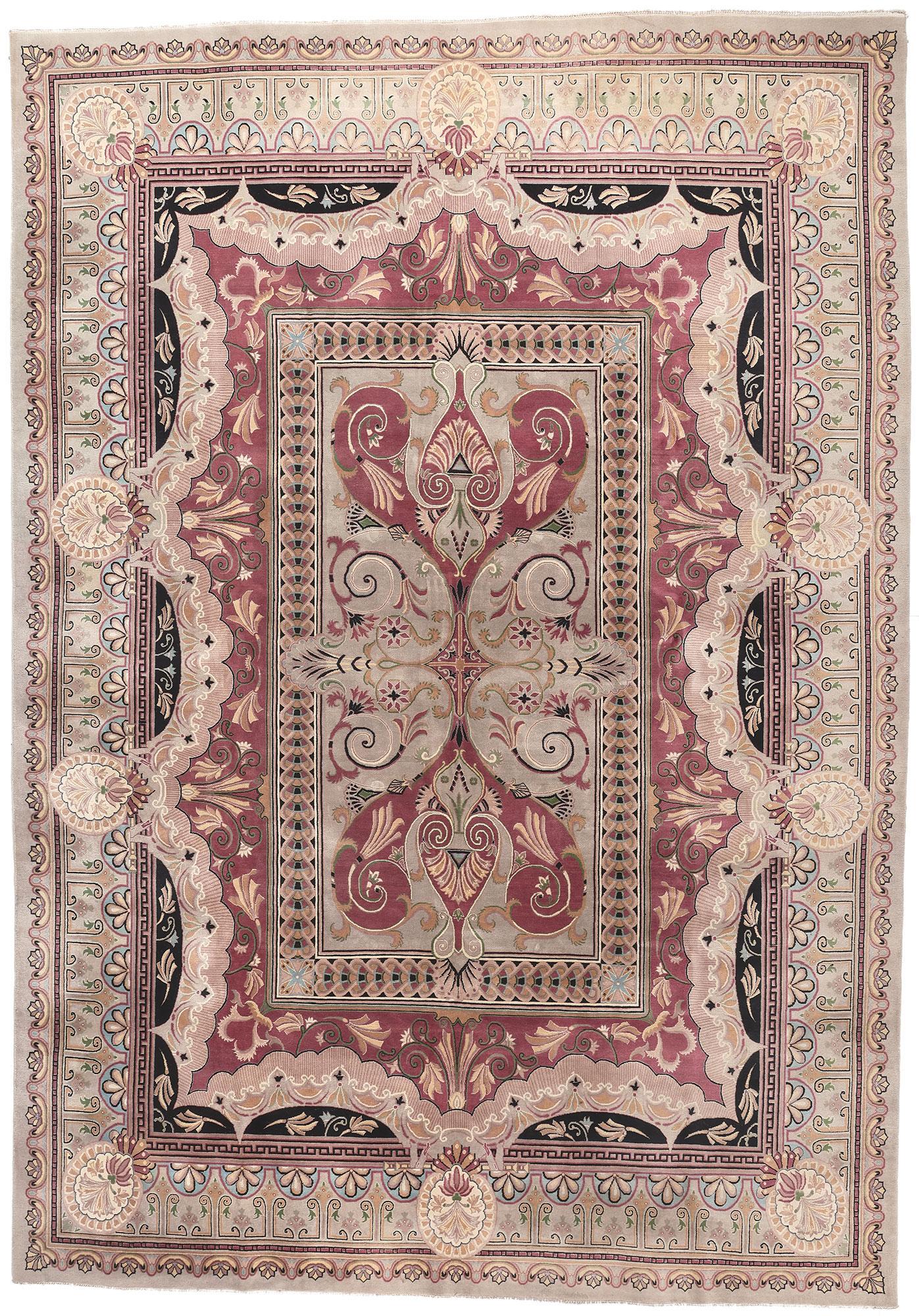 French Aubusson Savonnerie Style Rug, The Lavish Side of Rococo For Sale 3
