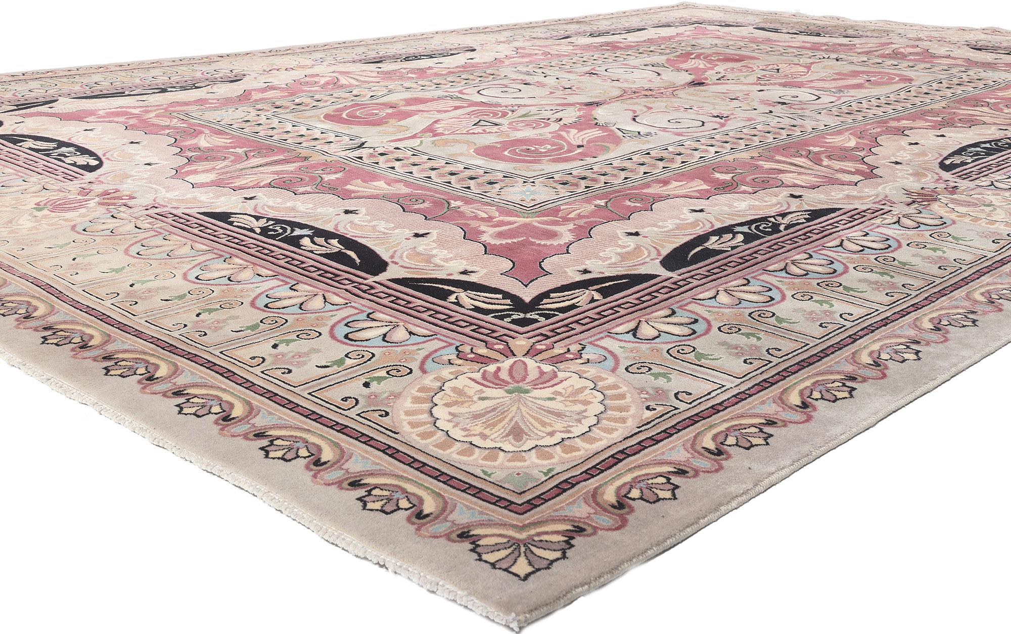 78564 New French Aubusson Savonnerie Style Rug, 10'00 x 14'02.
Emulating pure decadence with incredible detail and texture, this French Aubusson style rug is a captivating vision of woven beauty. The intricate embellishments and soft colors woven