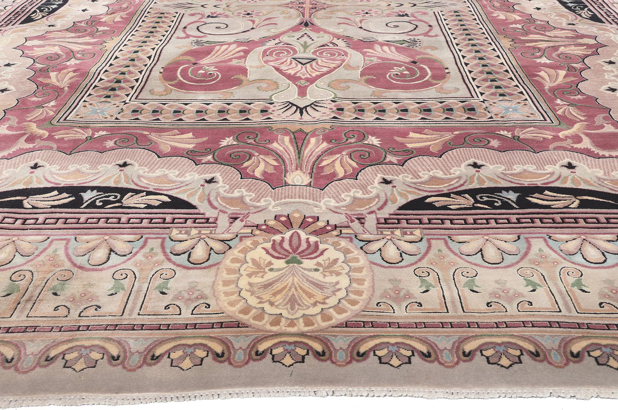 Hand-Knotted French Aubusson Savonnerie Style Rug, The Lavish Side of Rococo For Sale