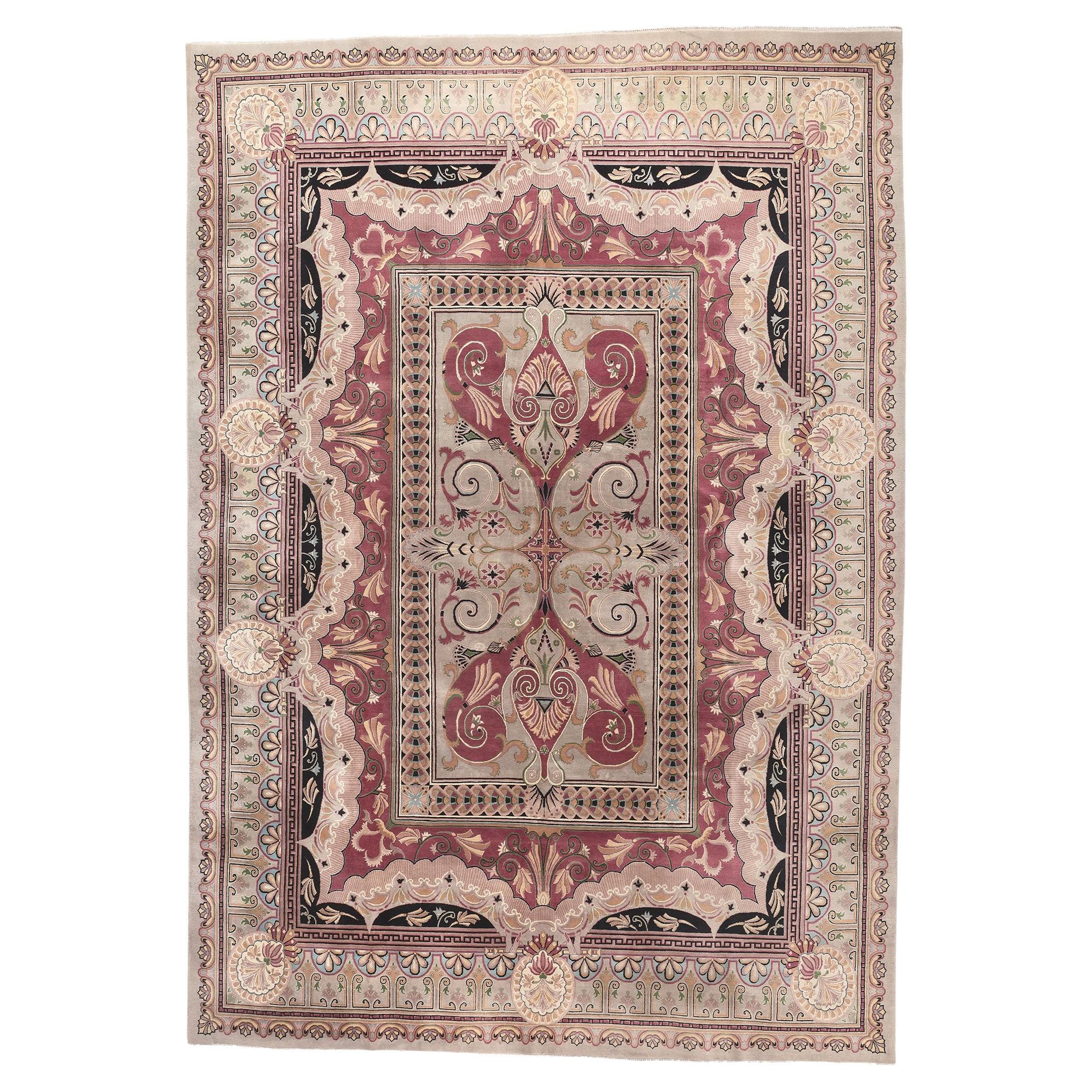 French Aubusson Savonnerie Style Rug, The Lavish Side of Rococo For Sale
