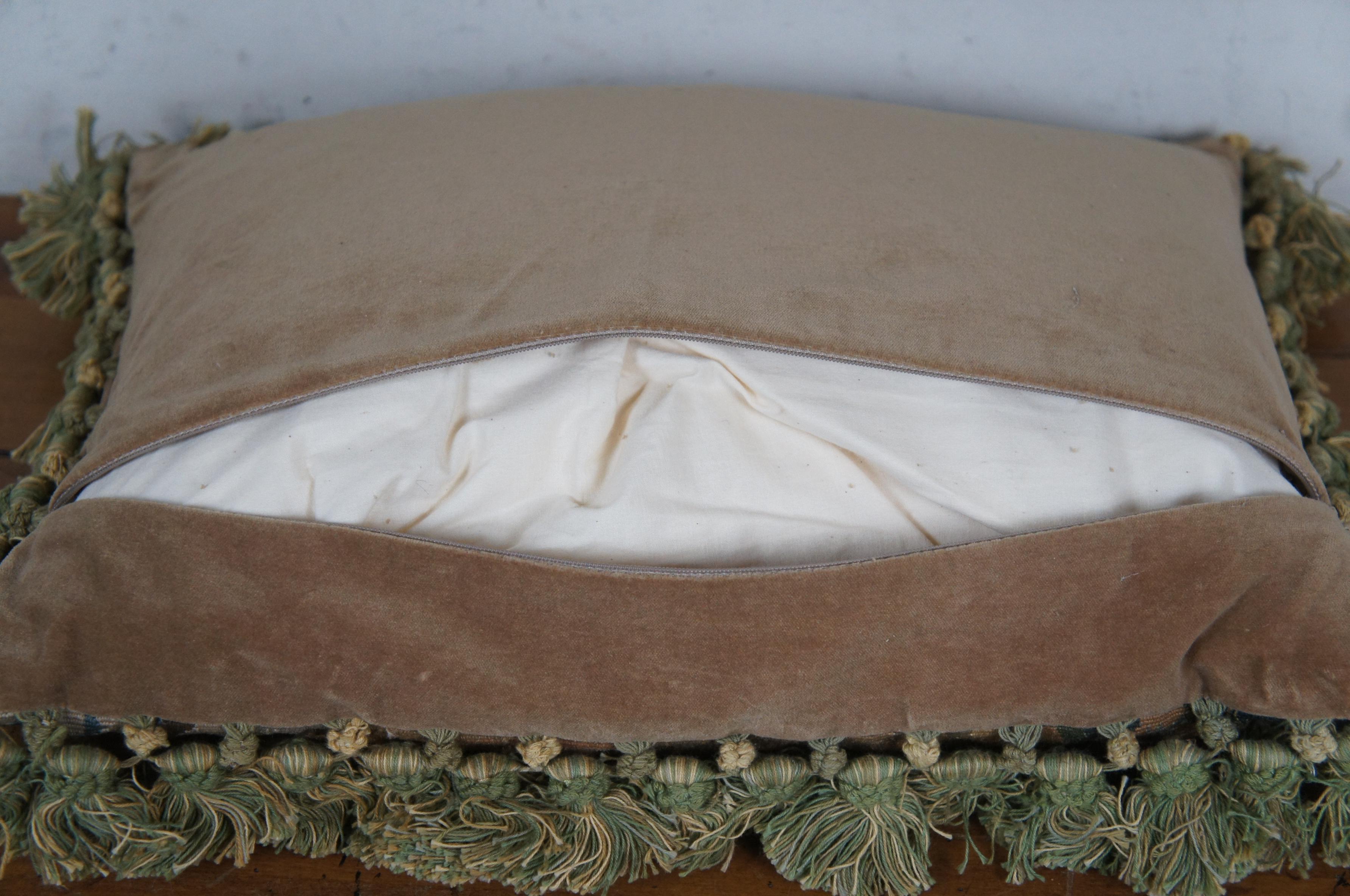 French Aubusson Style Down Fill Wool Needlepoint Castle Landscape Tassel Pillow 7