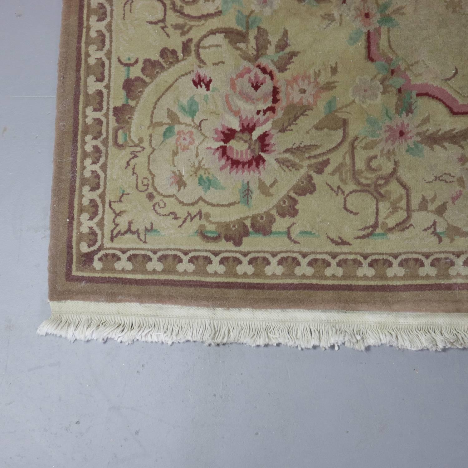 French Aubusson Style Floral Wool Rug, 20th Century 3