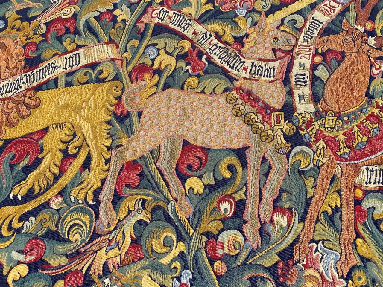 Französischer Jaquar-Wandteppich im Aubusson-Stil, mittelalterliches Design im Angebot 4
