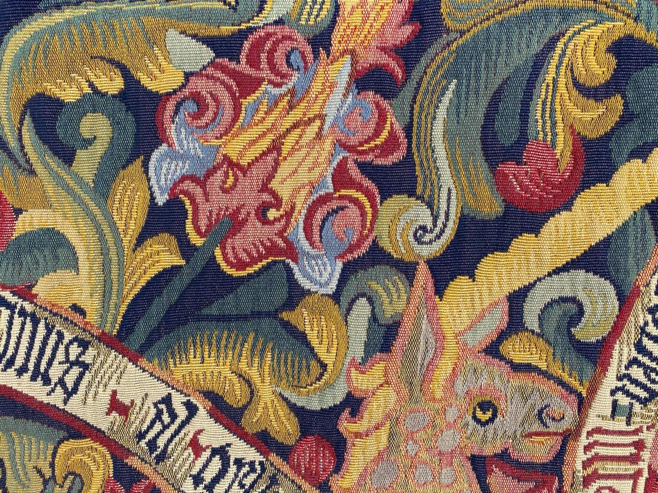 Französischer Jaquar-Wandteppich im Aubusson-Stil, mittelalterliches Design im Angebot 2