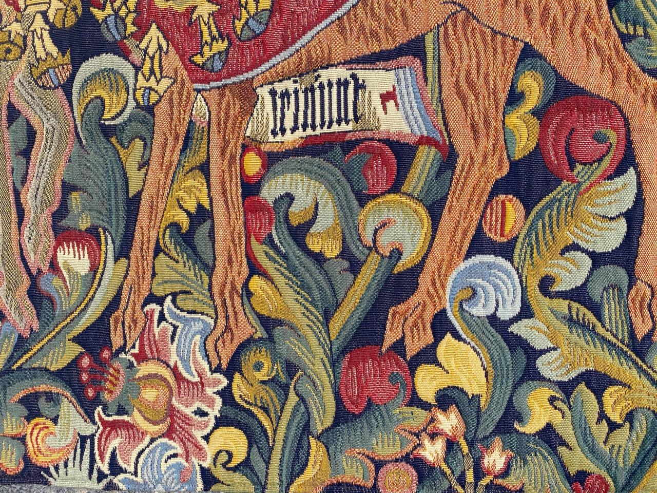 Französischer Jaquar-Wandteppich im Aubusson-Stil, mittelalterliches Design im Angebot 3