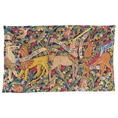 French Aubusson Style Jaquar Tapestry Medieval Design