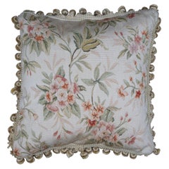 French Aubusson Style Silk Down Fill Floral Embroidered Lumbar Throw Pillow 16"