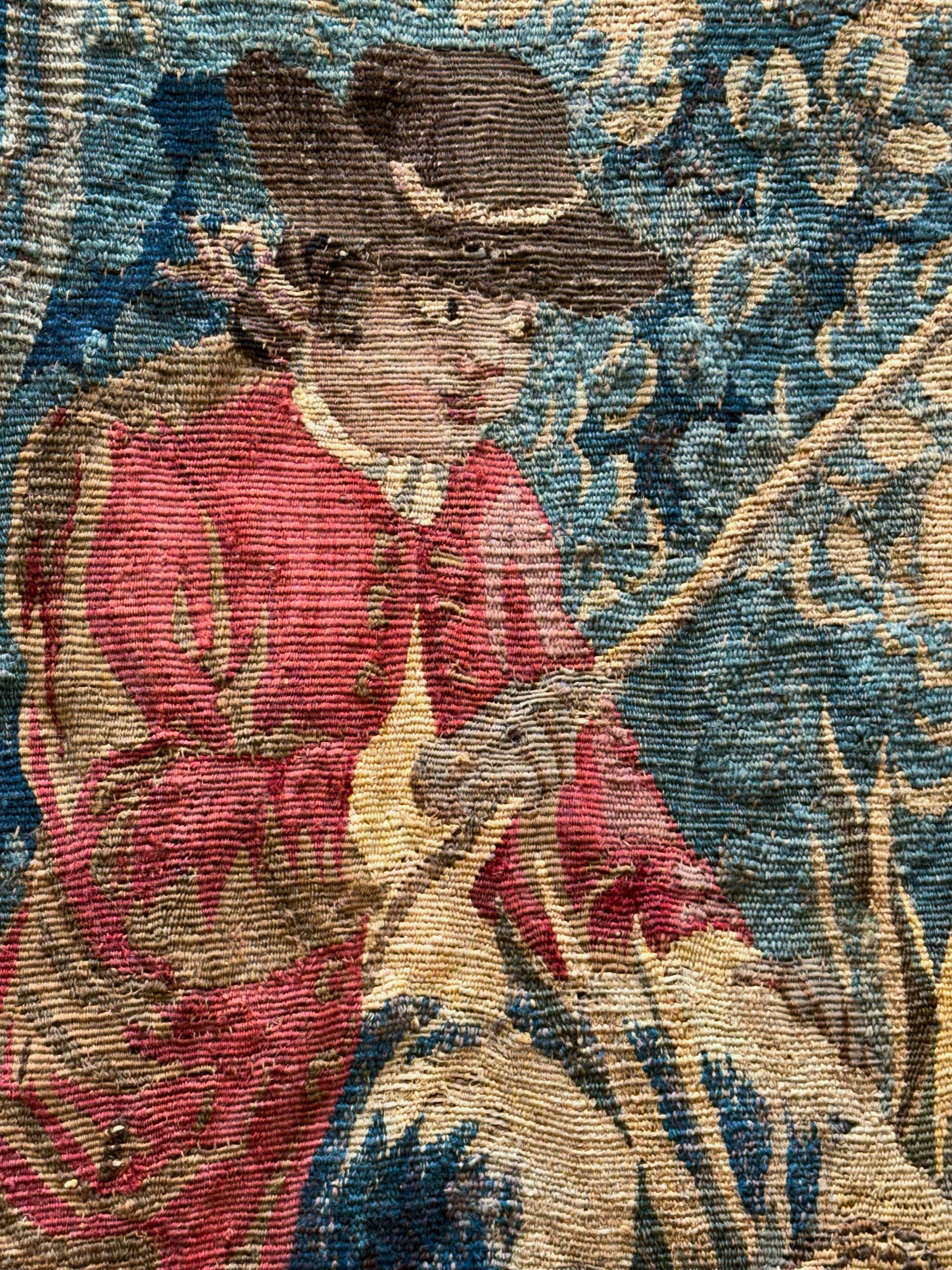 Arazzo francese in stile Aubusson raffigurante una scena di pesca (H. 85 1/4 x L. 44) in vendita 5