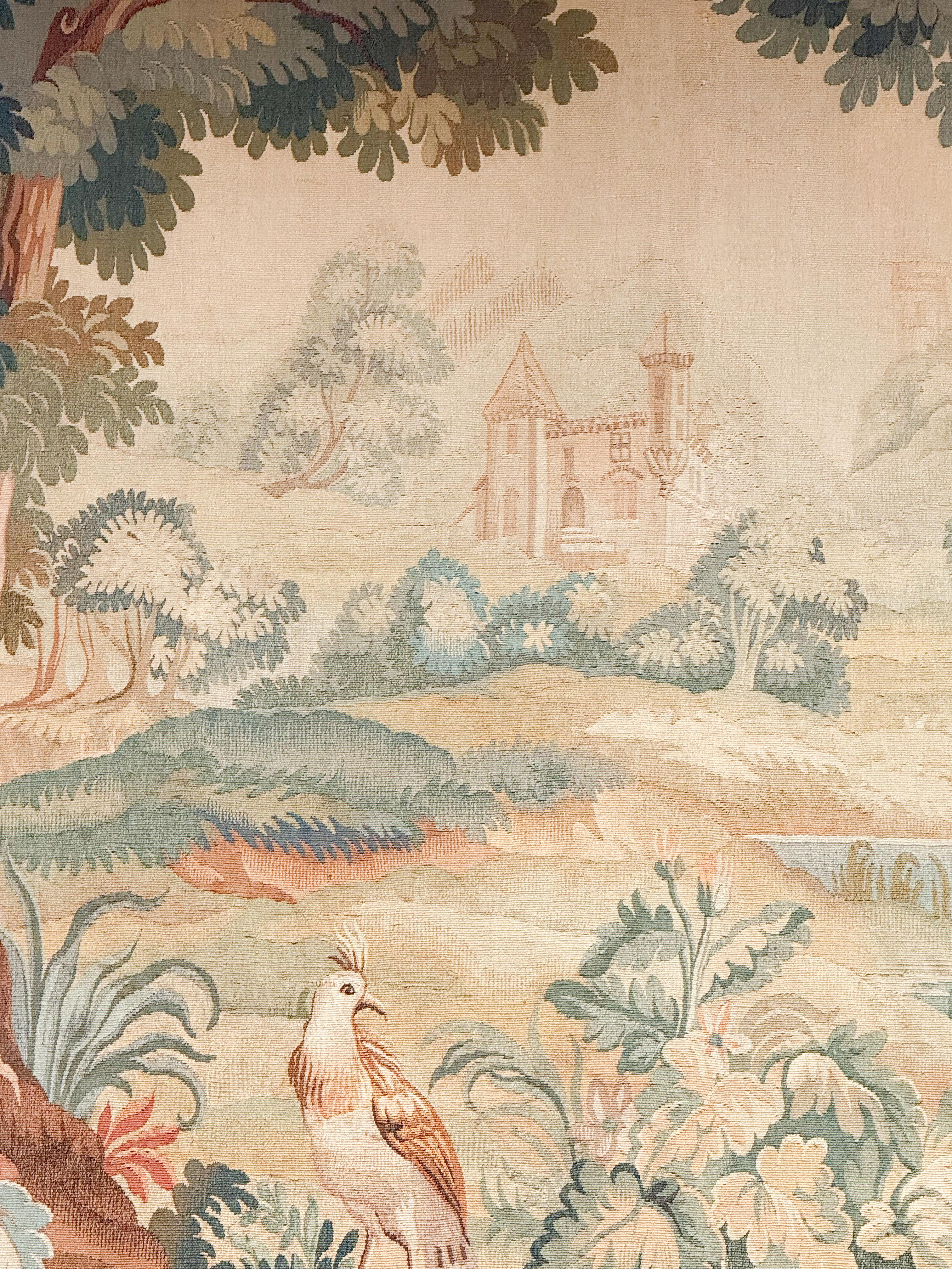 French Aubusson Style Tapestry Depicting a Lake and Woodland Scene (H 60 x W 79) For Sale 5