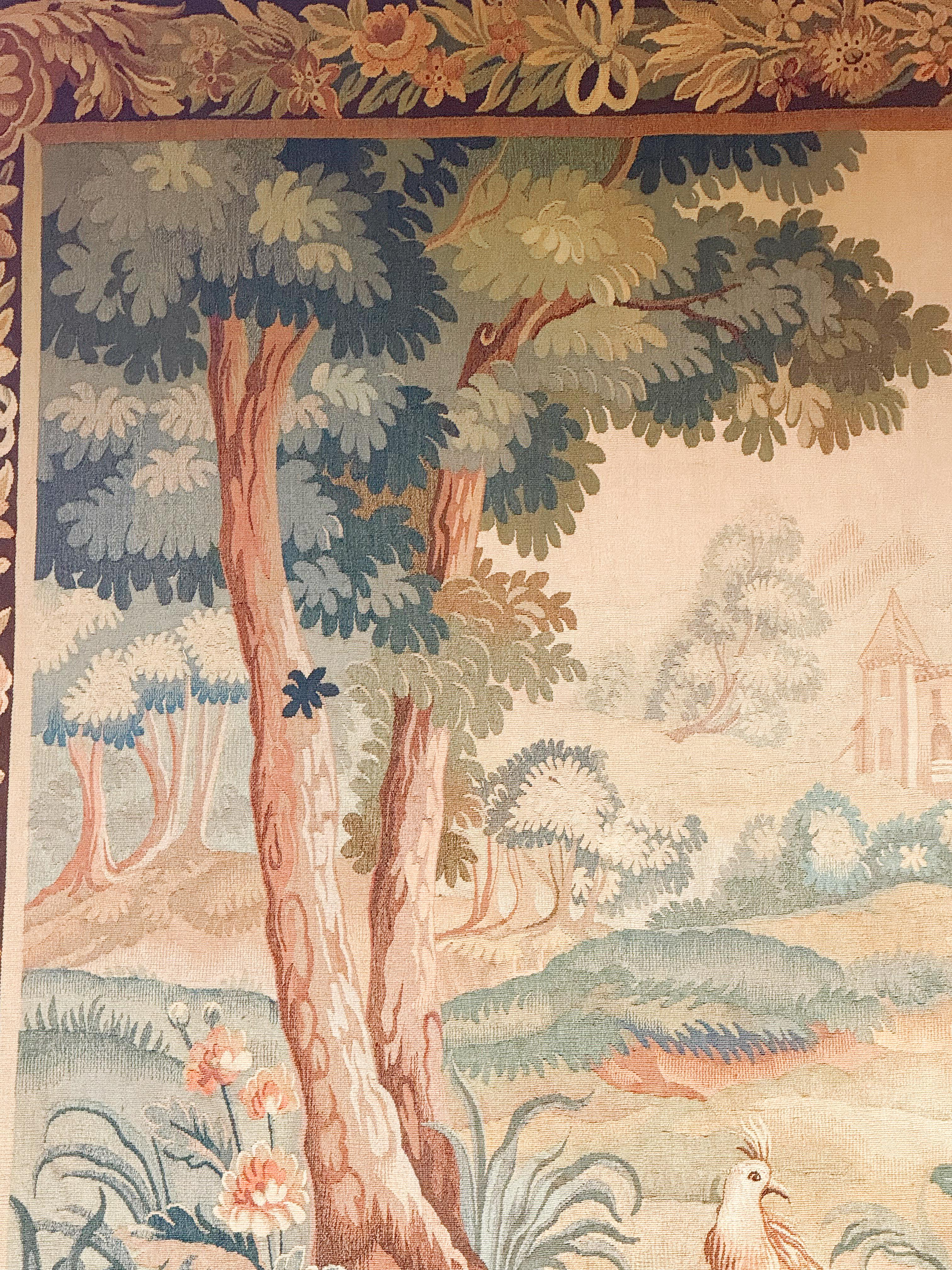 French Aubusson Style Tapestry Depicting a Lake and Woodland Scene (H 60 x W 79) For Sale 7