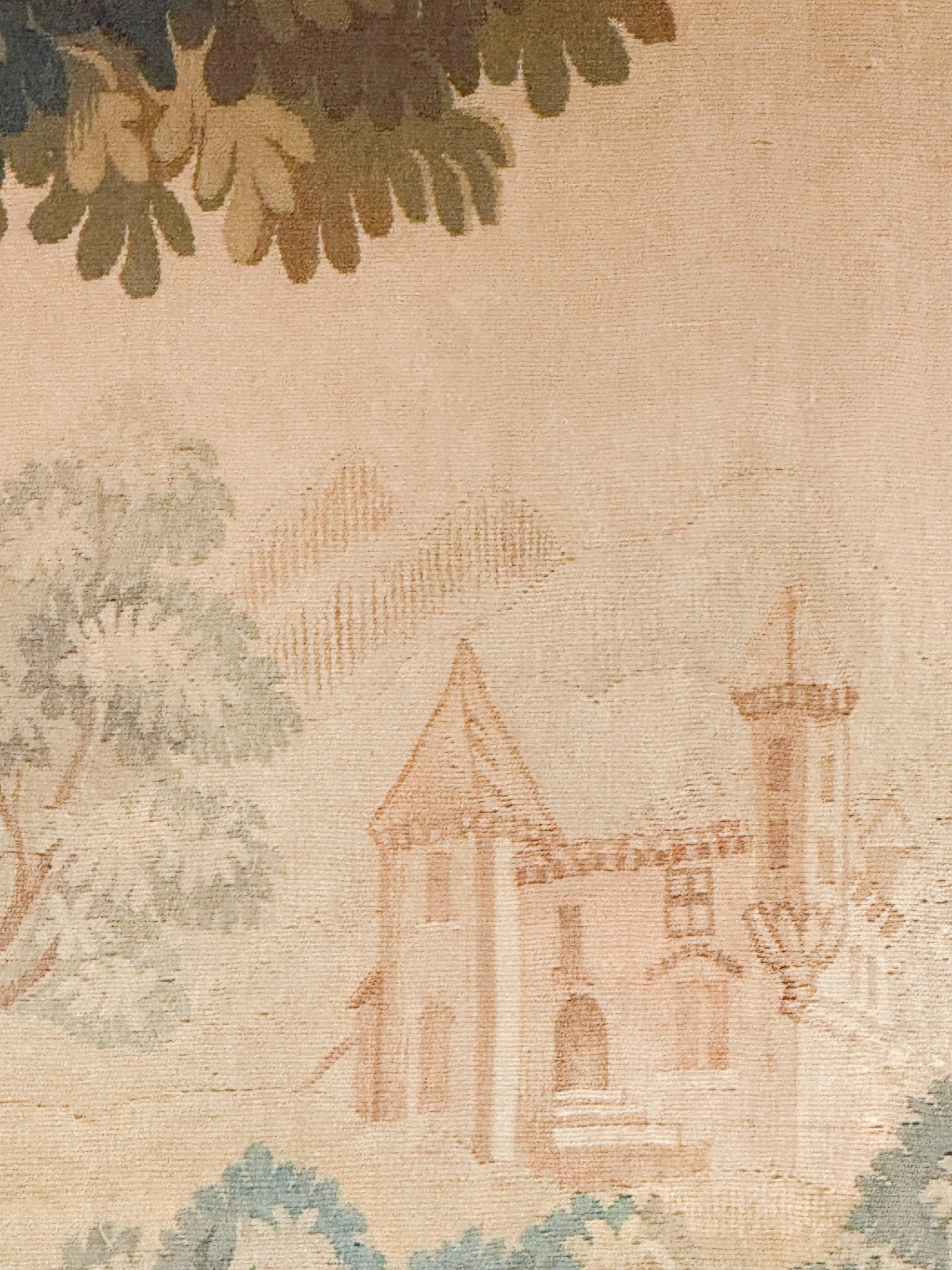 French Aubusson Style Tapestry Depicting a Lake and Woodland Scene (H 60 x W 79) For Sale 8