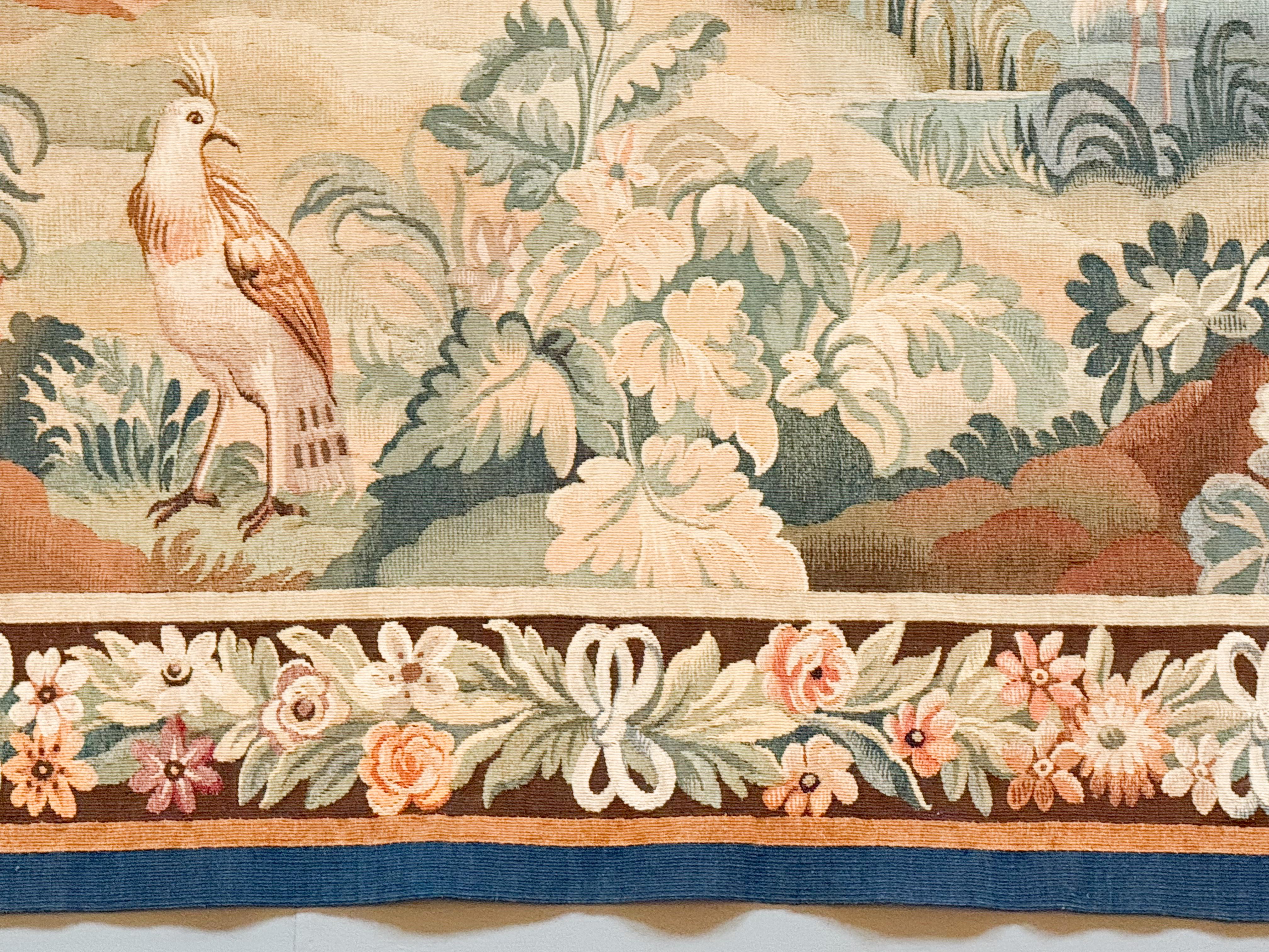 French Aubusson Style Tapestry Depicting a Lake and Woodland Scene (H 60 x W 79) For Sale 9