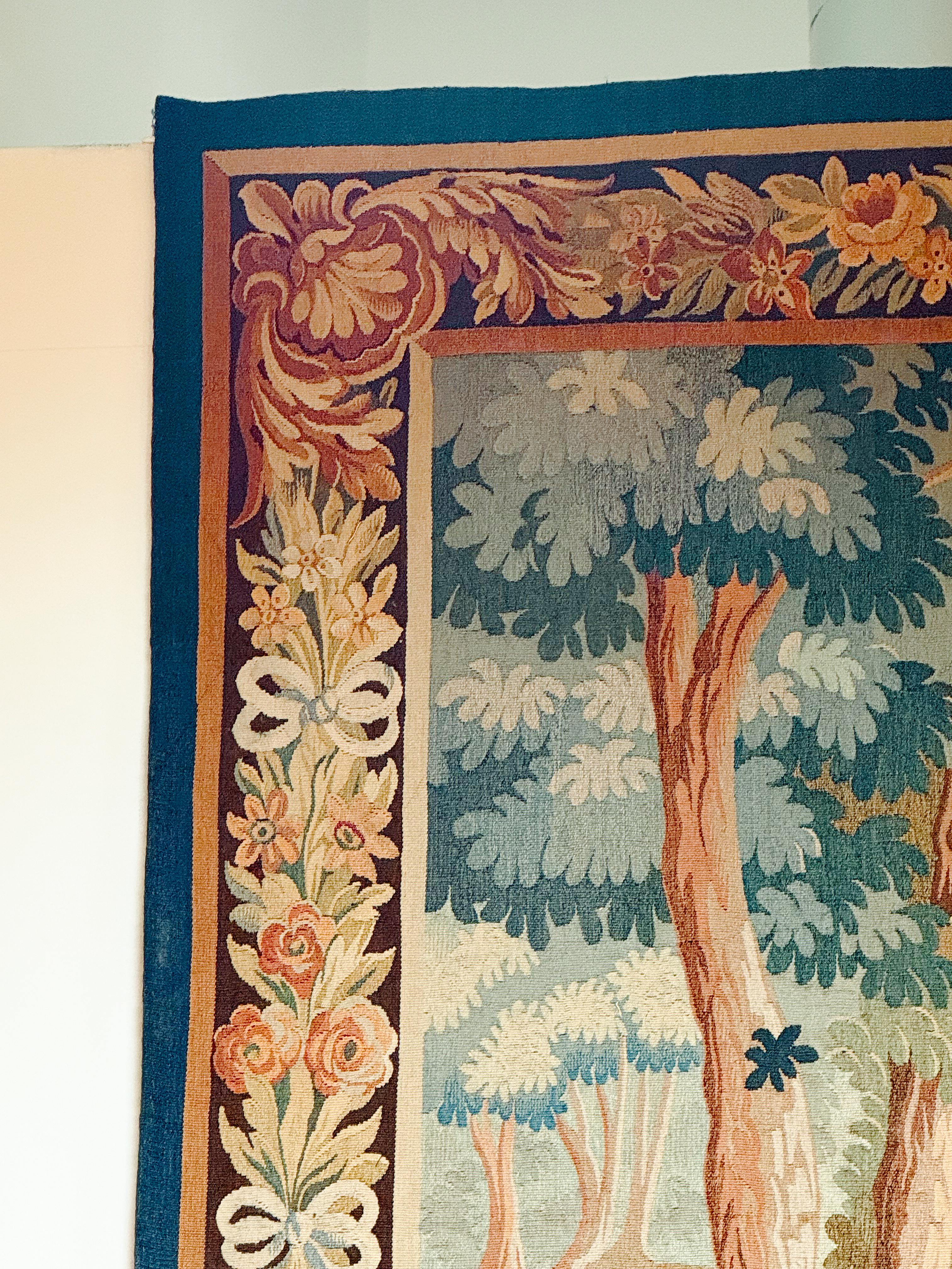 19th Century French Aubusson Style Tapestry Depicting a Lake and Woodland Scene (H 60 x W 79) For Sale