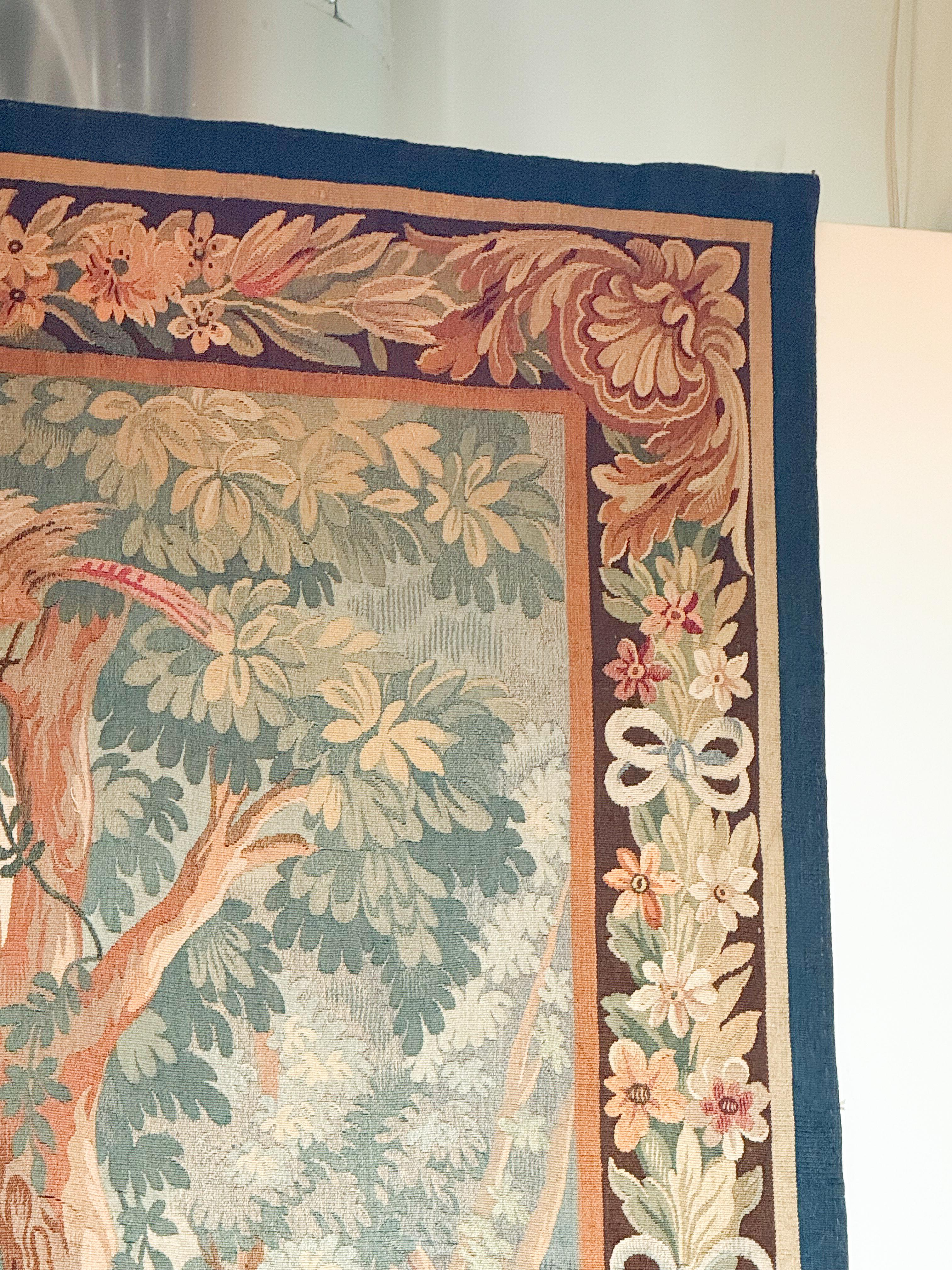 French Aubusson Style Tapestry Depicting a Lake and Woodland Scene (H 60 x W 79) For Sale 1