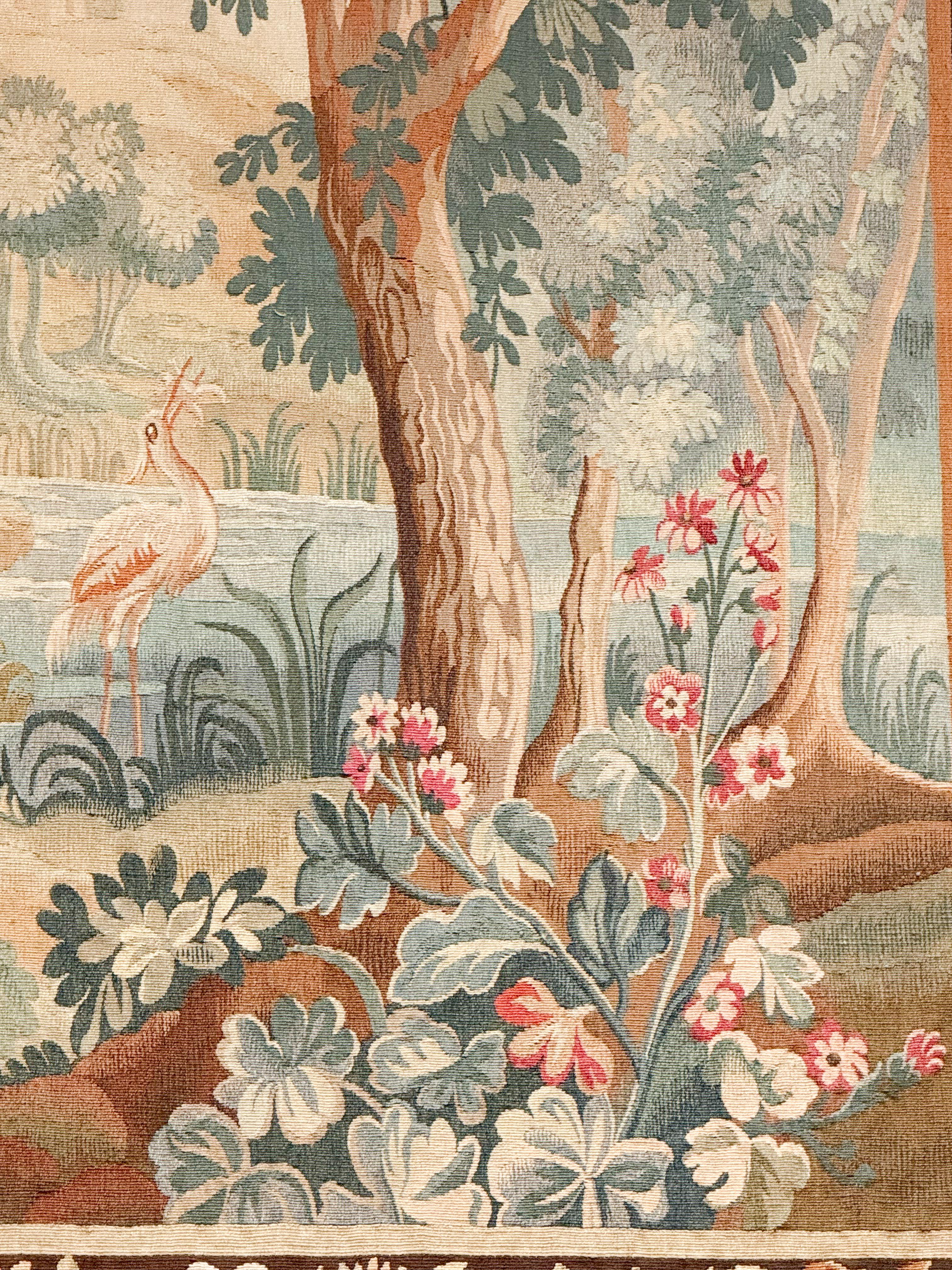 French Aubusson Style Tapestry Depicting a Lake and Woodland Scene (H 60 x W 79) For Sale 4