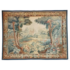 French Aubusson Style Tapestry Depicting a Lake and Woodland Scene (H 60 x W 79)