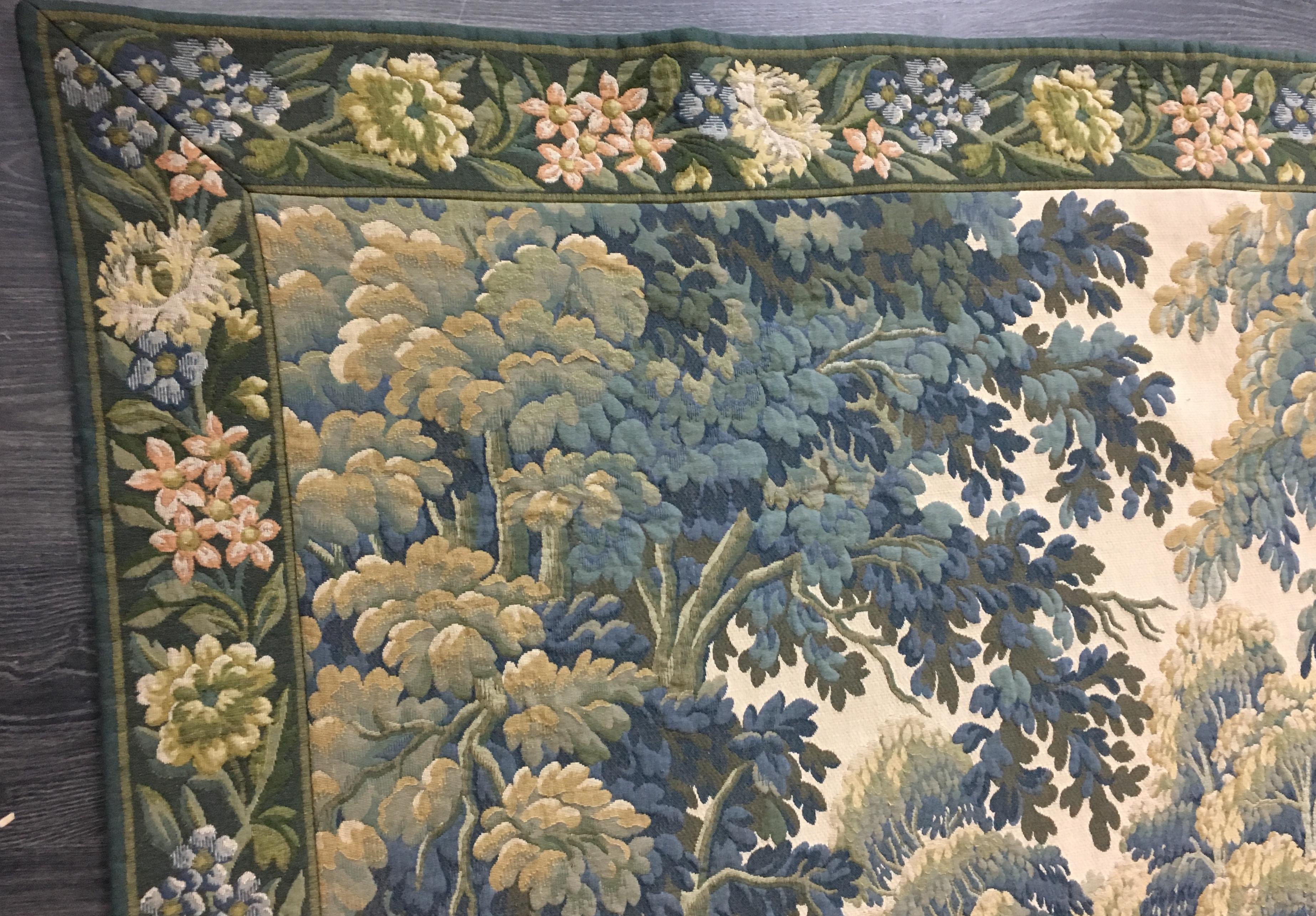 French Aubusson Style Verdure Tapestry with Rivers, Ducks, and Foliage 2