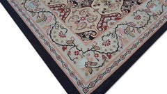 French Aubusson-Styled Red and Black Hand-Knotted Wool Rug 9'x12'5''