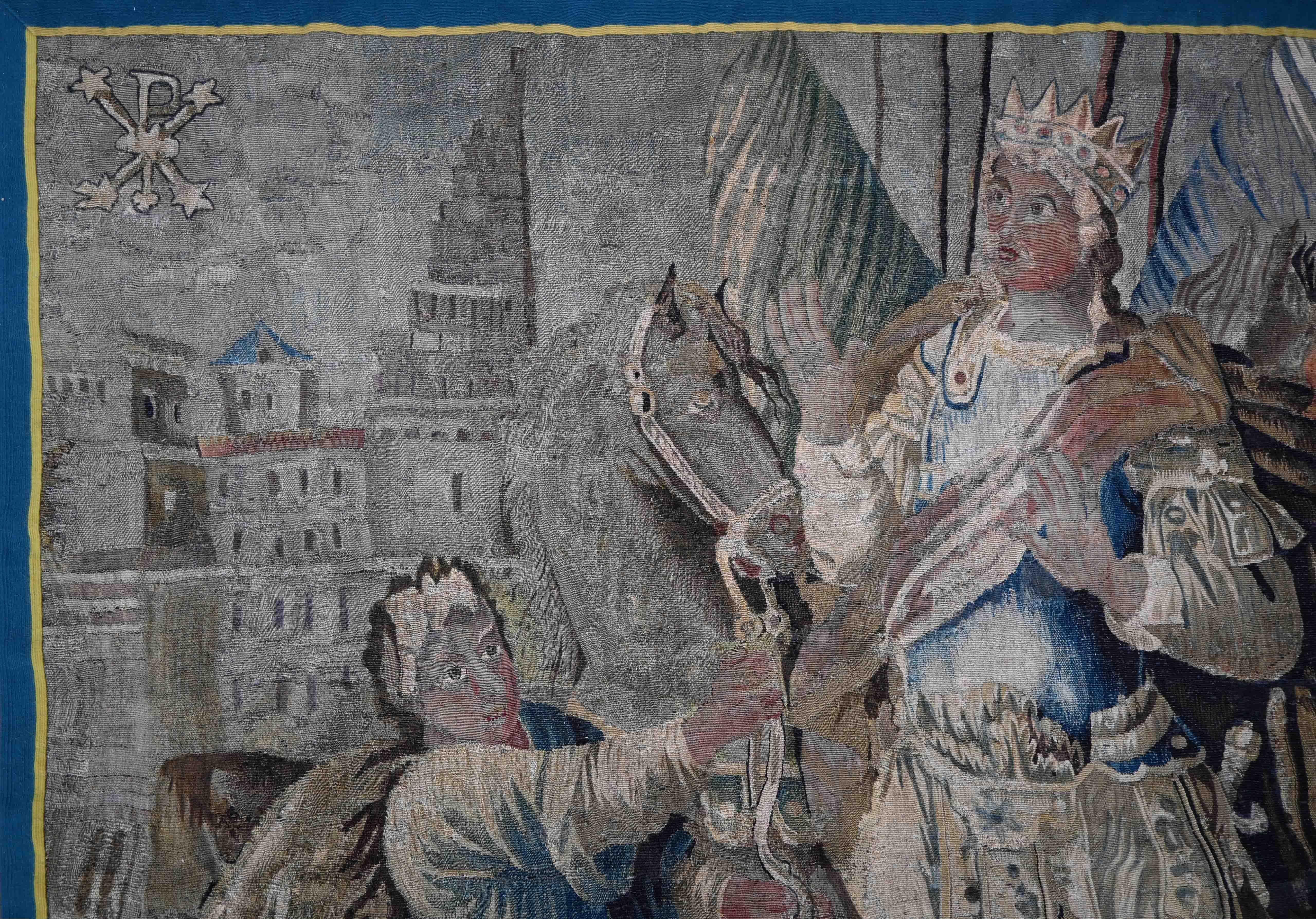The Conversion of Constantine, Aubusson Manufacture-Wandteppich aus dem 17. Jahrhundert - 1362 im Zustand „Hervorragend“ im Angebot in Paris, FR