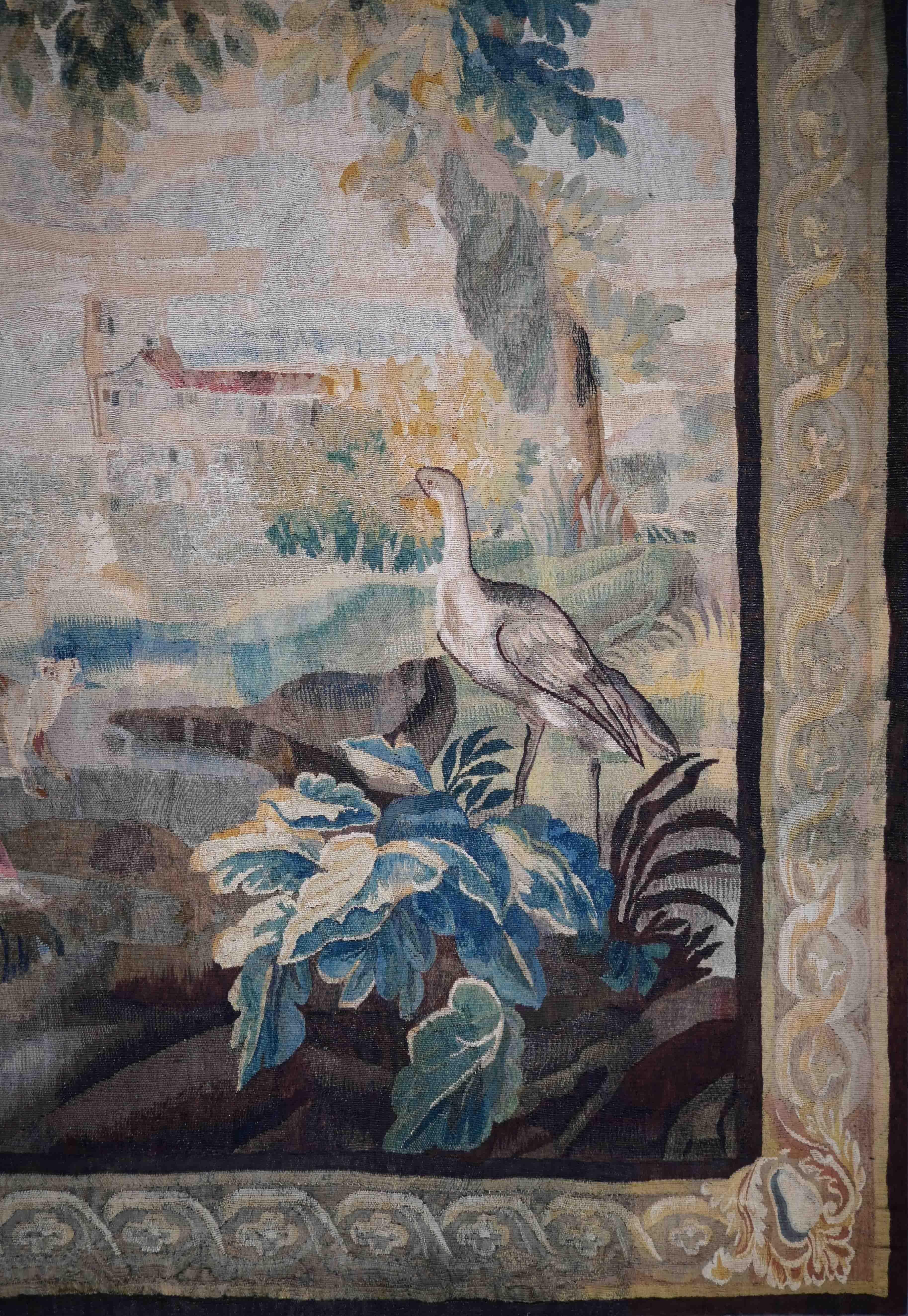 Tissé à la main Tapisserie française d'Aubusson 18ème siècle, Scène Gallant - 185lx220hcm - No 1538 en vente