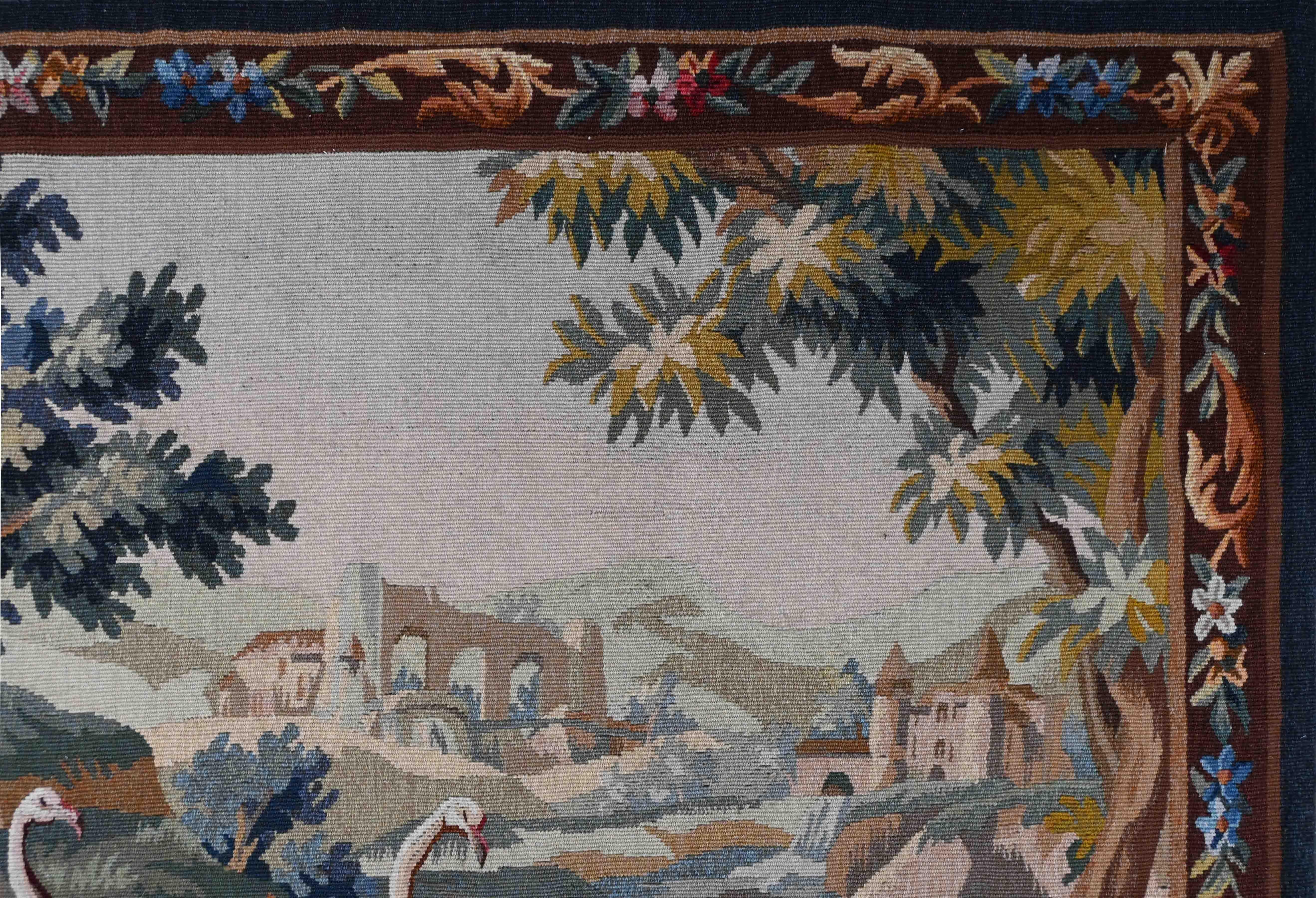 Französisch Aubusson Wandteppich 19. Jahrhundert, Bolduc und nummeriert - L155xH105 - N° 1422 (Mittleres 19. Jahrhundert) im Angebot